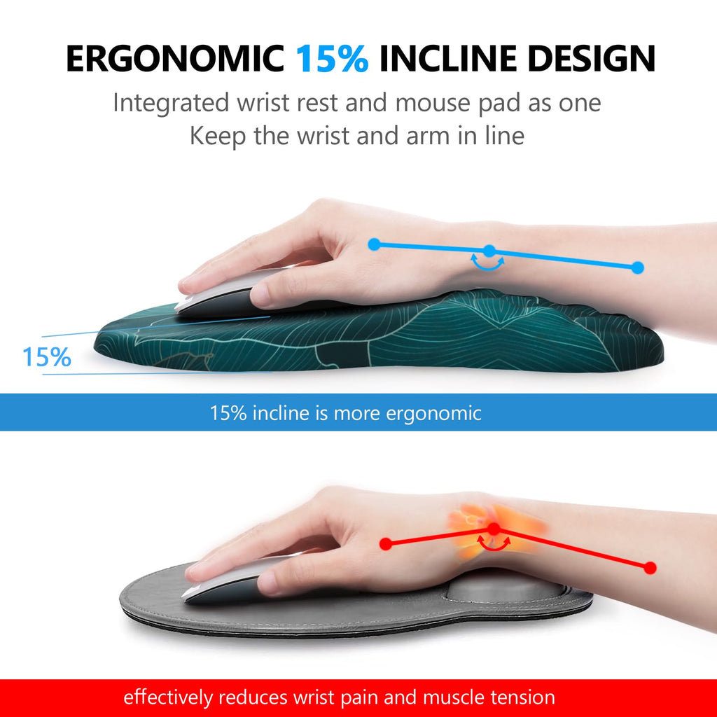 Ergonomic Mouse Pad with Wrist Support and Keyboard Wrist Rest Set | Memory Foam Wrist Cushion, Non-Slip PU Base, Massage Design, Relieves Wrist Pressure for Work, Gaming & Office Use