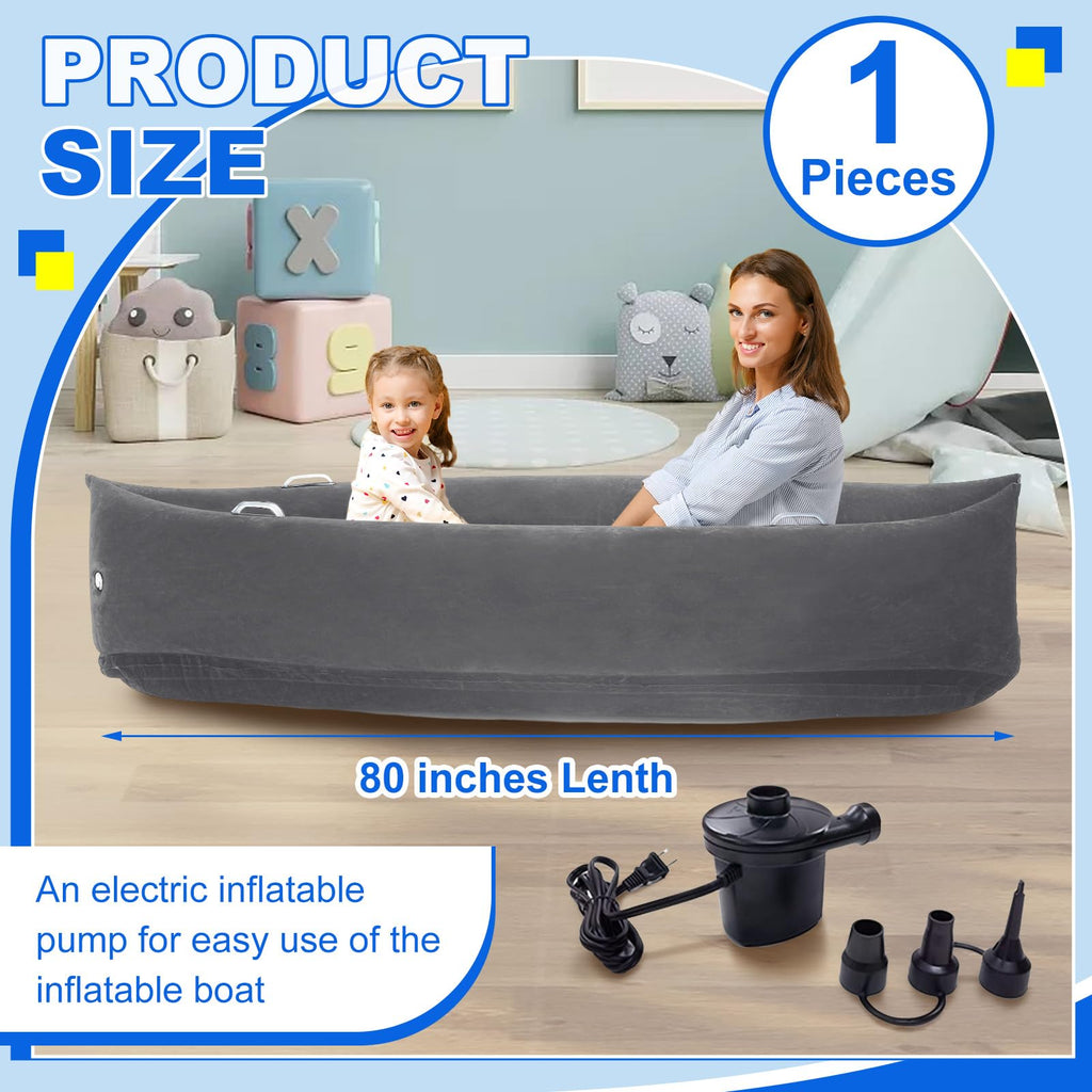 Namalu Extra Large 80/60inch Comfy Peapod Sensory Chair for Kids Gift for Reading Corner Inflatable Classroom Furniture Sensory Toys for Kids Children with Autism(Gray,80 Inch)