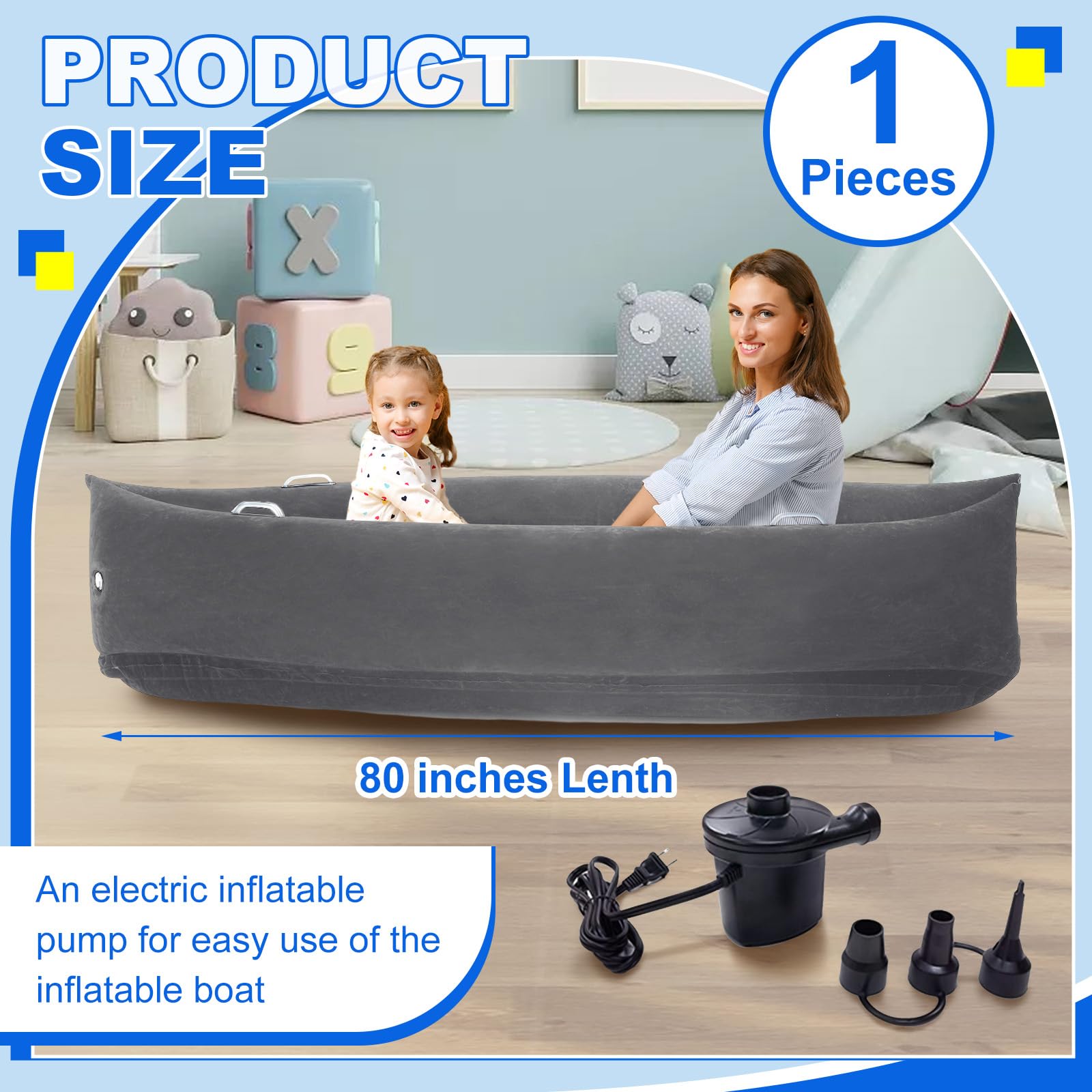 Namalu Extra Large 80/60inch Comfy Peapod Sensory Chair for Kids Gift for Reading Corner Inflatable Classroom Furniture Sensory Toys for Kids Children with Autism(Gray,80 Inch)