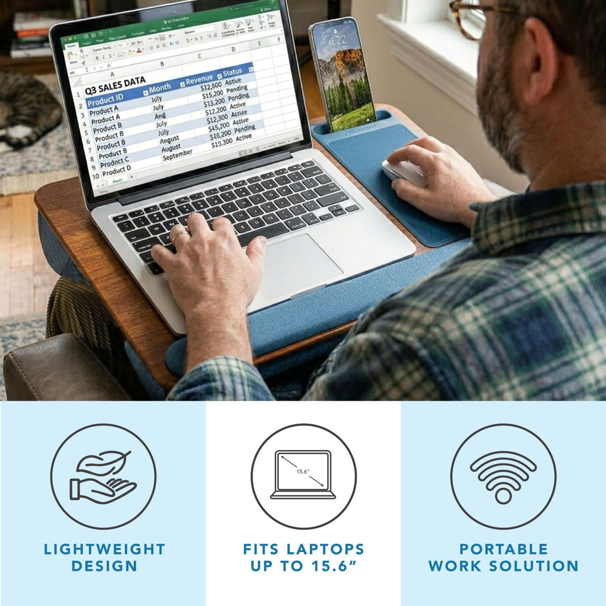 LAPGEAR Home Office Pro Lap Desk - Black Carbon, Fits 15.6” Laptops