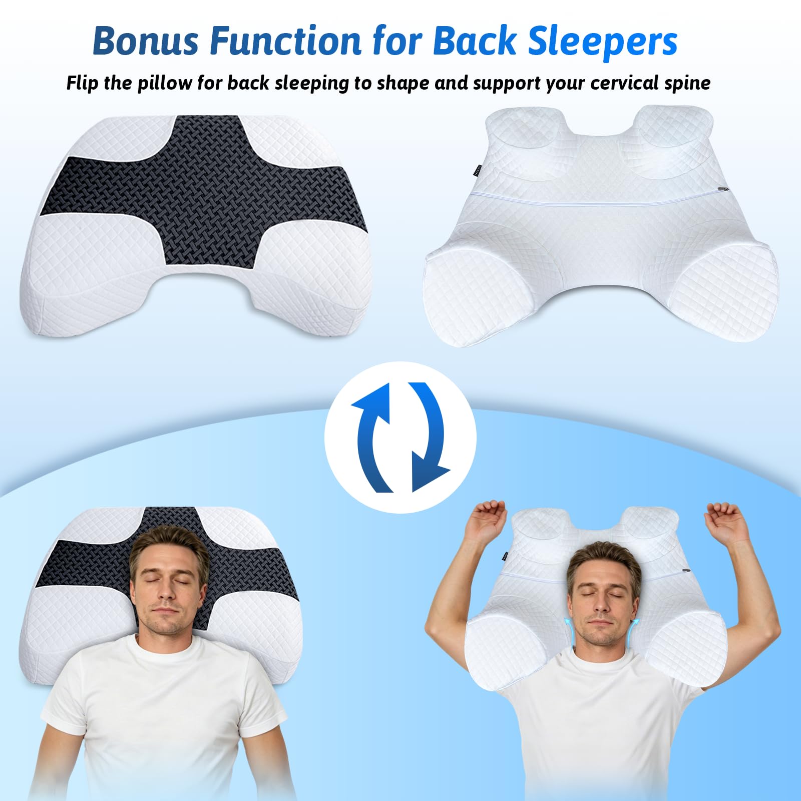 Side Sleeper Pillow with Arm Hole, Shoulder Relief System, Arm Pillow for Neck and Shoulder Pain, Premium Memory Foam, Suitable for Side, Back and Stomach Sleepers - Grey, 6in Height