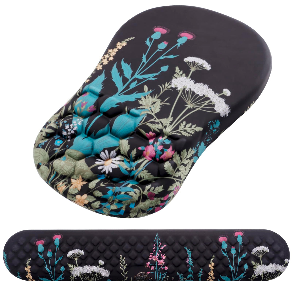 Ergonomic Mouse Pad with Wrist Support and Keyboard Wrist Rest Set | Memory Foam Wrist Cushion, Non-Slip PU Base, Massage Design, Relieves Wrist Pressure for Work, Gaming & Office Use