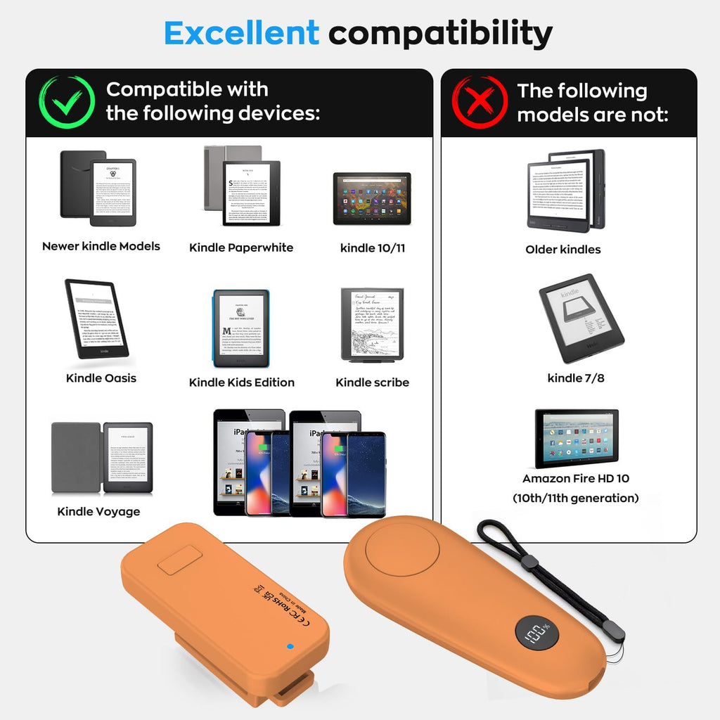 Remote Page Turner for Kindle Paperwhite Scribe Accessories | Page Turner Clicker For iPad Tablets Reading Novels Taking, Phone Camera Video Record Triggers Remote,Green