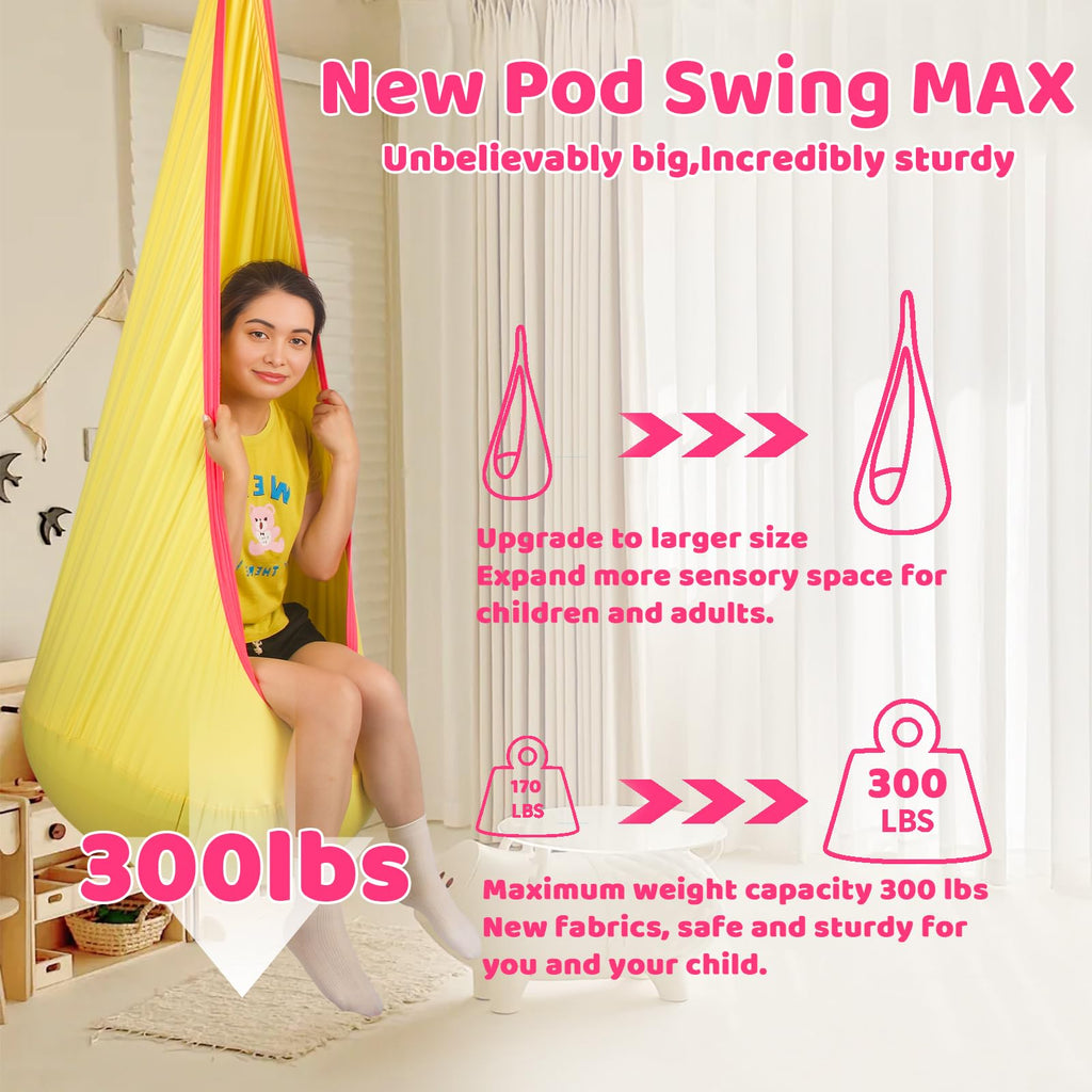 Sensory Pod Swing for Kids | Hammock Chair Seat, Inflatable Cushion, Includes Hardware Hanger Kit for Aspergers Autism ADHD