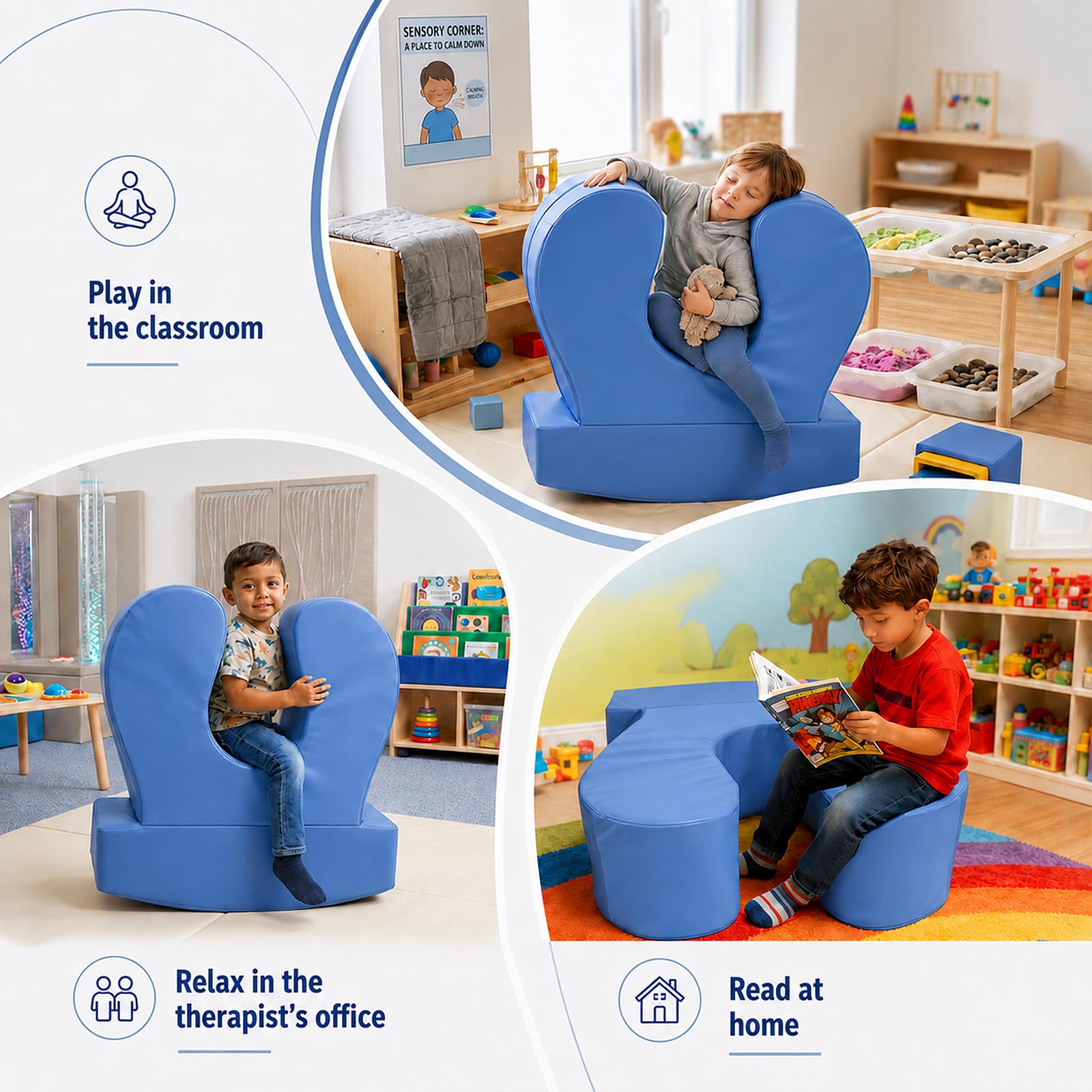 Sensory Chair for Kids, Squeeze & Rock, PU, Emotional Regulation & Focus | Calming Compression Rocker for Autism ADHD, Supportive High-Density Foam, Fit for Reading Corner, Playroom, Therapy Room