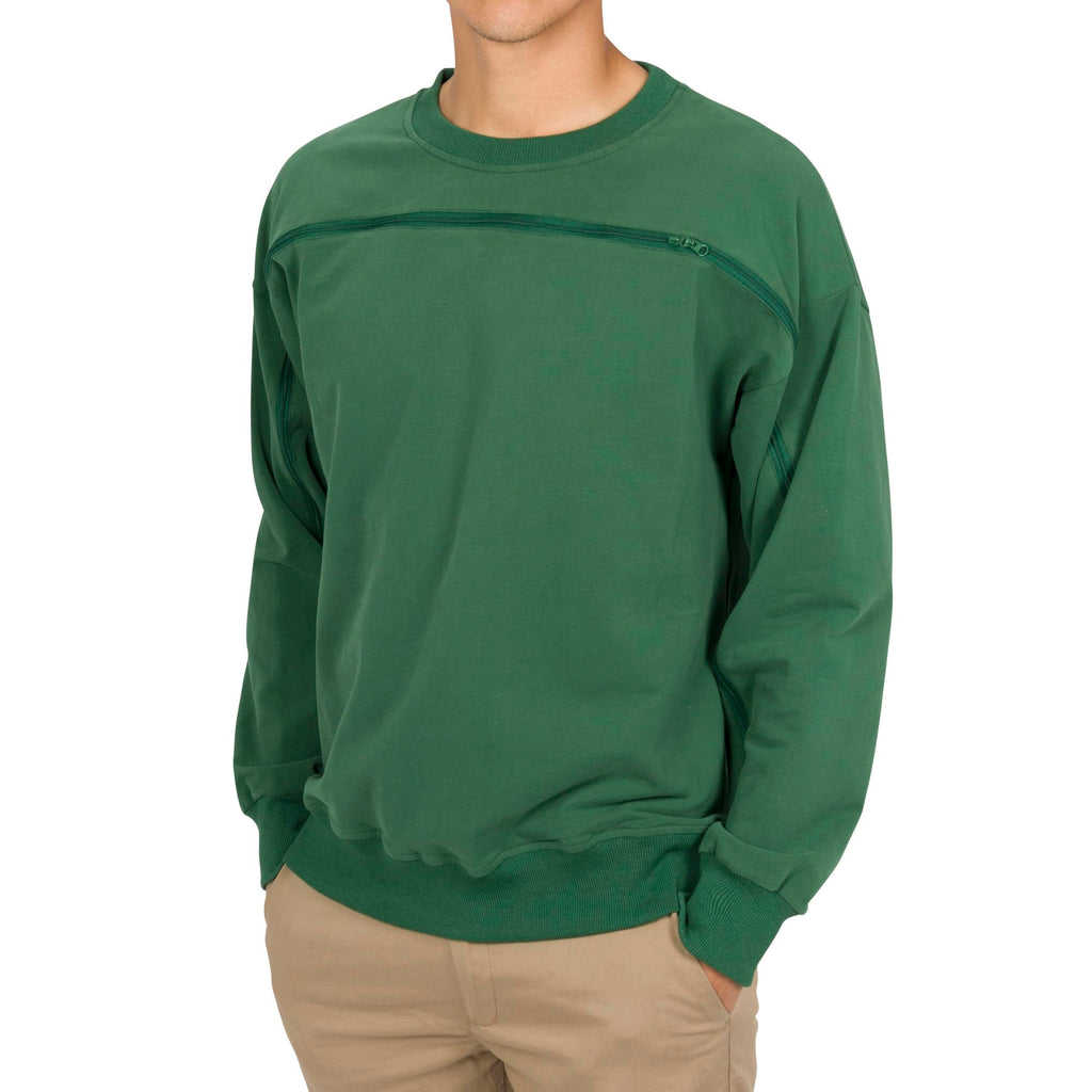 95% Cotton Crewneck with Full Arm & Chest Access | Dialysis, Chemo & IV Infusion Sweatshirt | Unisex Relaxed Fit
