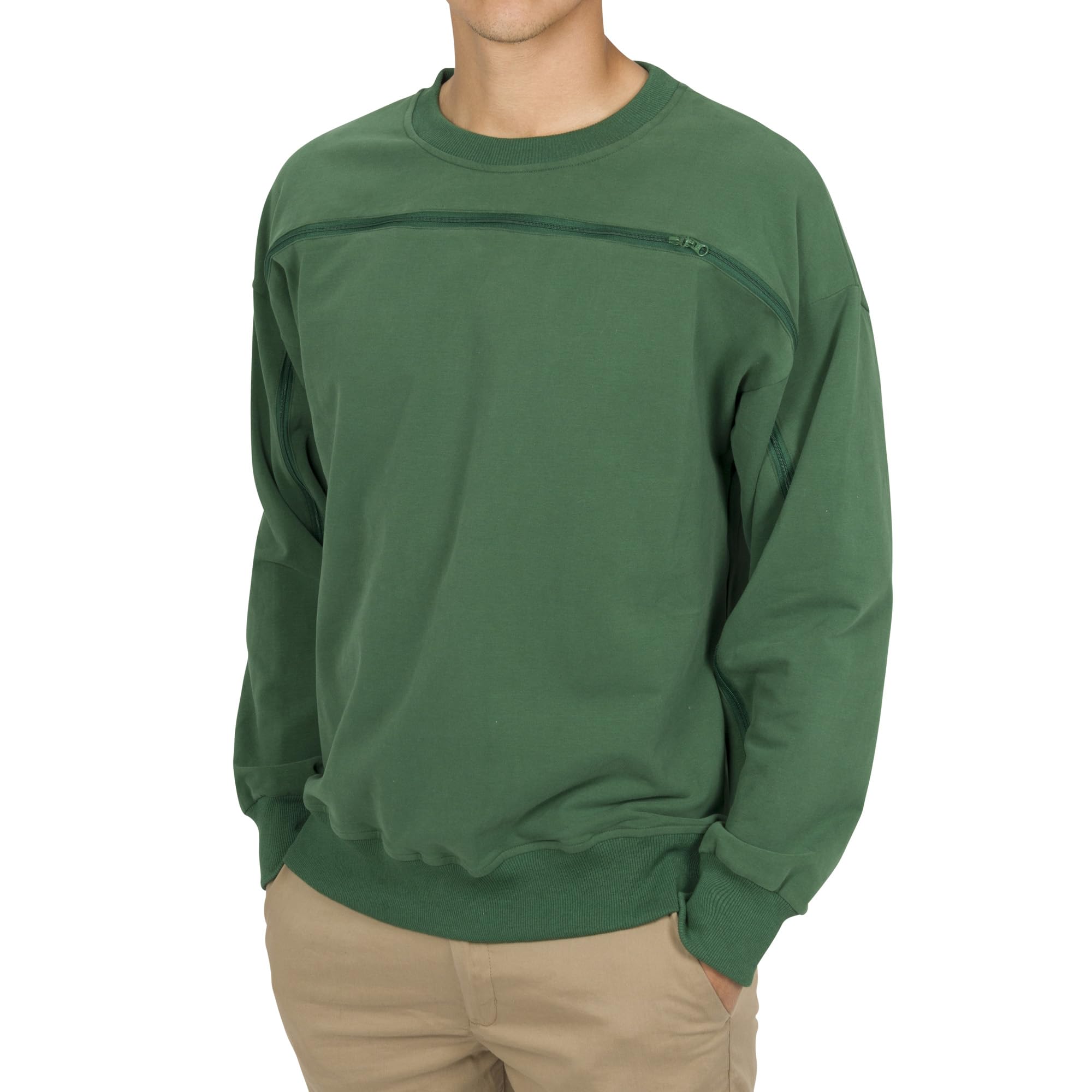 95% Cotton Crewneck with Full Arm & Chest Access | Dialysis, Chemo & IV Infusion Sweatshirt | Unisex Relaxed Fit