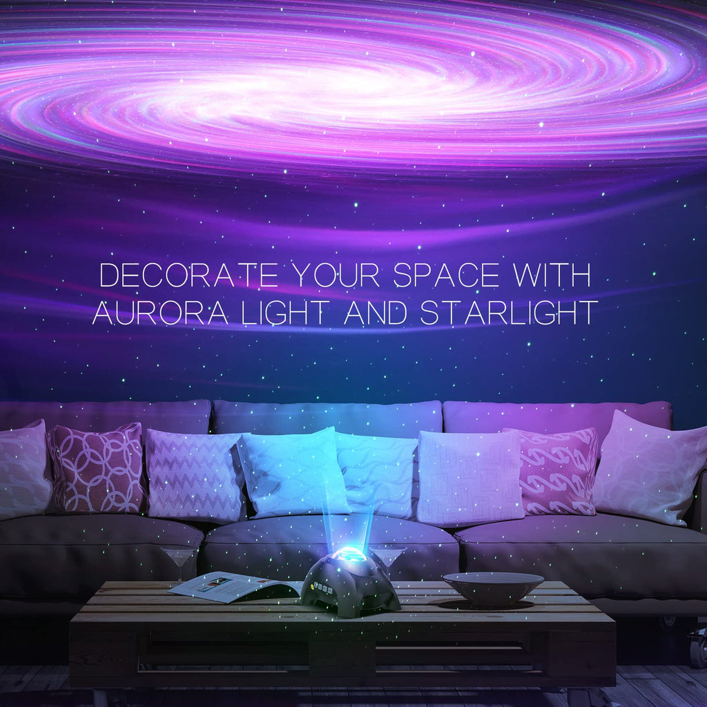 Northern Galaxy Light Aurora Projector with 33 Light Effects, Night Lights LED Star Projector for Bedroom Nebula Lamp, Remote Control, White Noises, Bluetooth Speaker for Parties Black