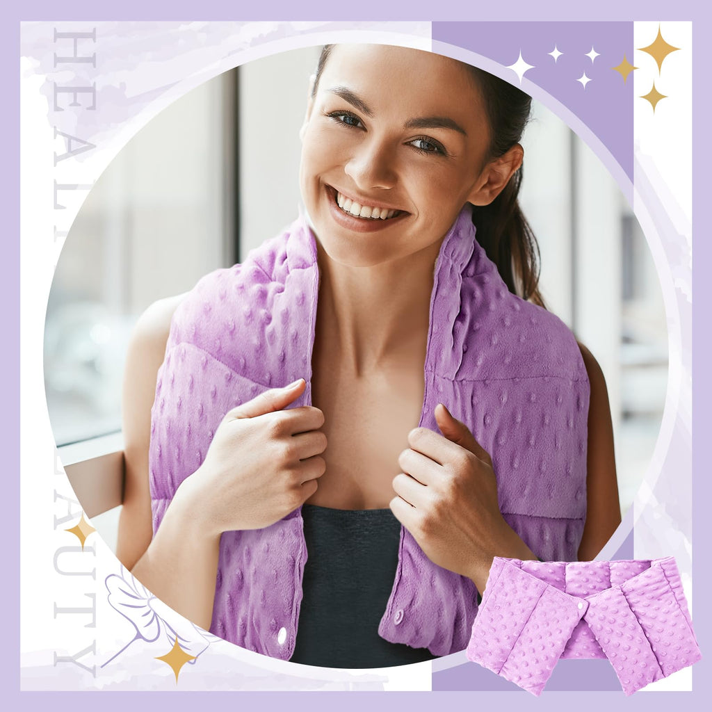 SmoothNovelty 4 lb Sensory Weighted Neck Wrap 32 x 8 Inch Shoulder Wrap Weighted Neck Shoulder Pad Glass Bead Filled Dual Texture for Adults Relaxation (Blue)