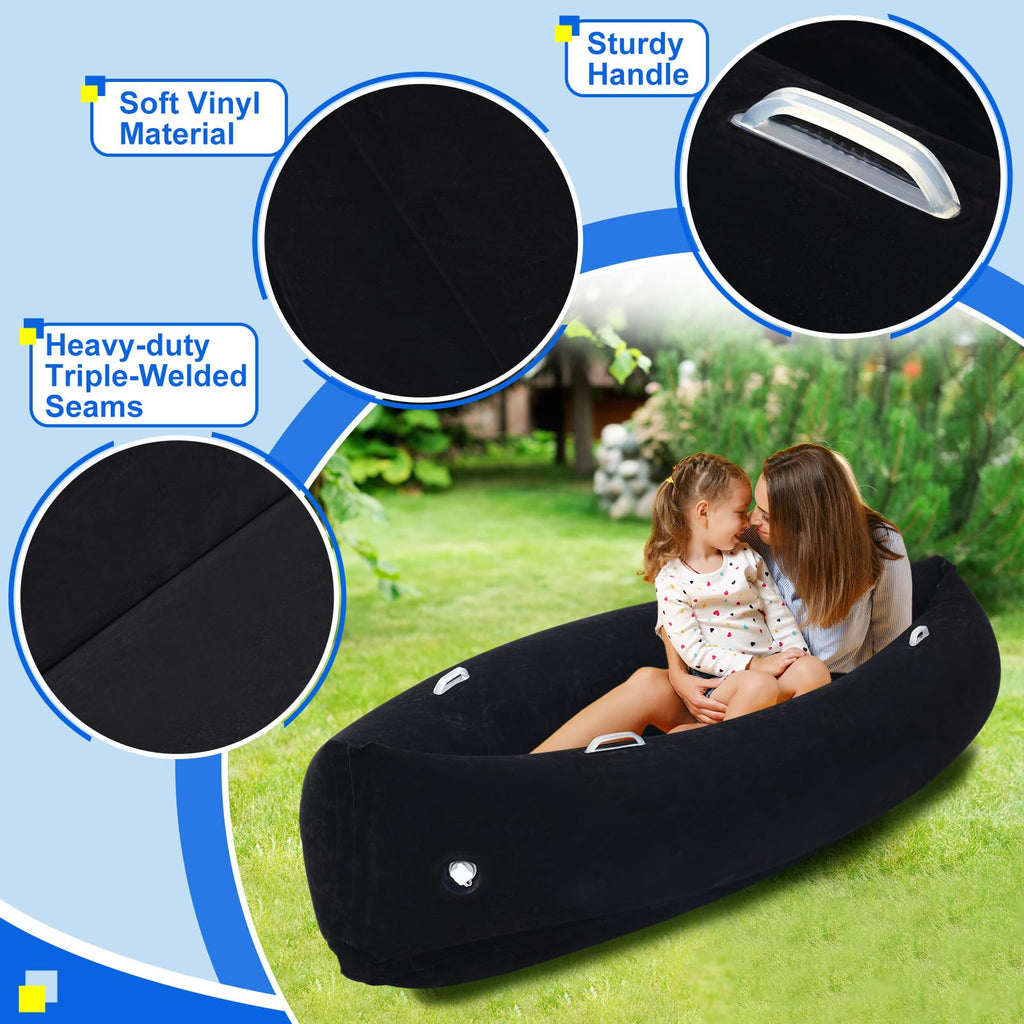 Namalu Extra Large 80/60inch Comfy Peapod Sensory Chair for Kids Gift for Reading Corner Inflatable Classroom Furniture Sensory Toys for Kids Children with Autism(Gray,80 Inch)