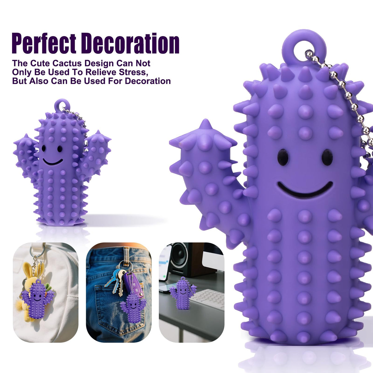 2Pcs Little Ouchies Pain Fidget, Silicone Cactus Pain Stim Fidget Toy for Adults, Little Ouchies Grippie Spiky Stim Tool Keychain for Hard Spiky Sensory Toys Anxiety Relief Fun Gifts, Black