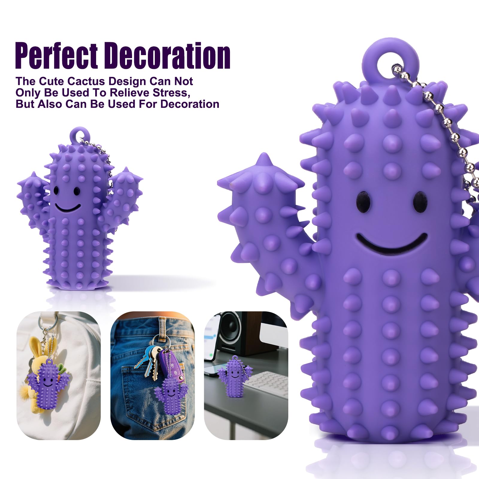 2Pcs Little Ouchies Pain Fidget, Silicone Cactus Pain Stim Fidget Toy for Adults, Little Ouchies Grippie Spiky Stim Tool Keychain for Hard Spiky Sensory Toys Anxiety Relief Fun Gifts, Black