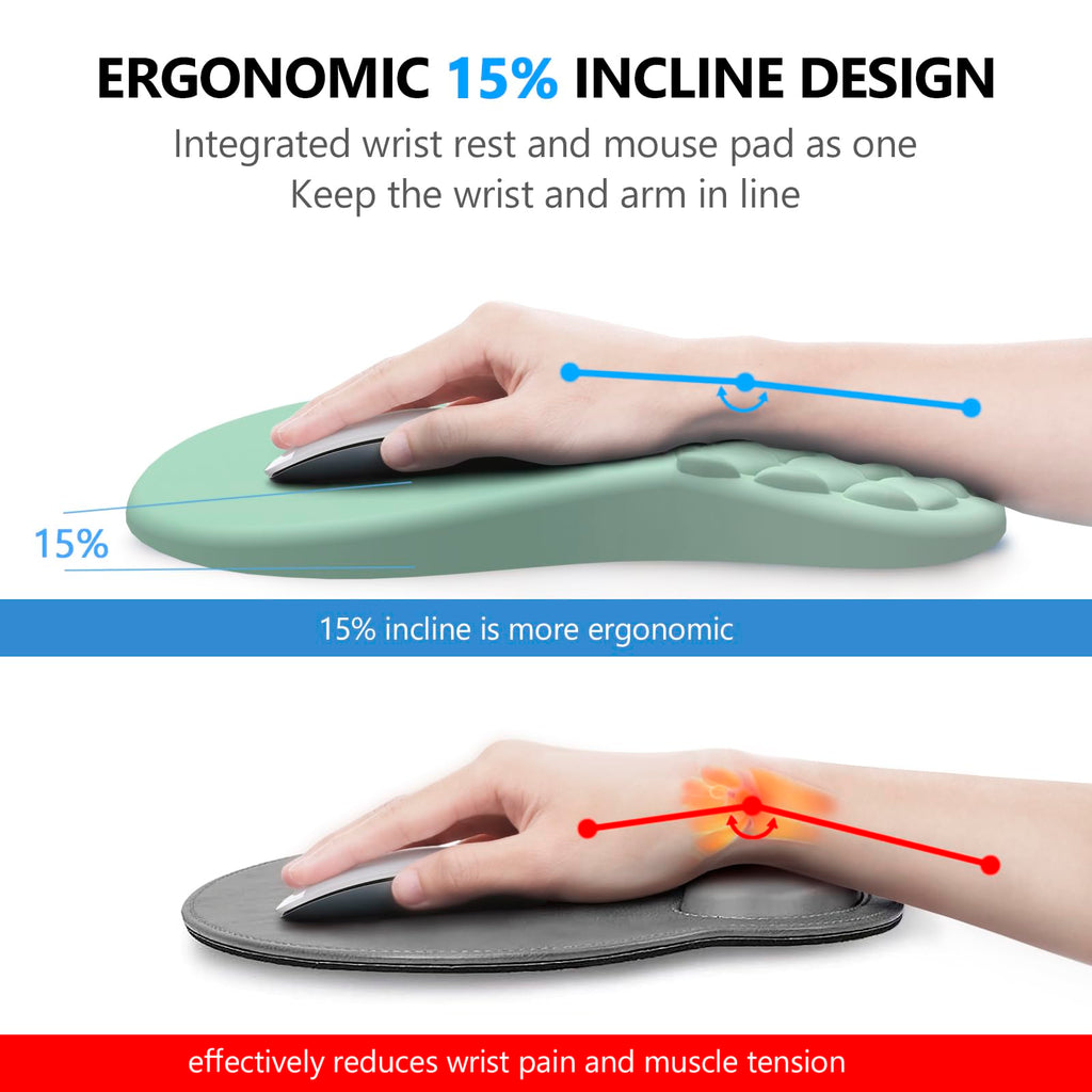 Ergonomic Mouse Pad with Wrist Support and Keyboard Wrist Rest Set | Memory Foam Wrist Cushion, Non-Slip PU Base, Massage Design, Relieves Wrist Pressure for Work, Gaming & Office Use