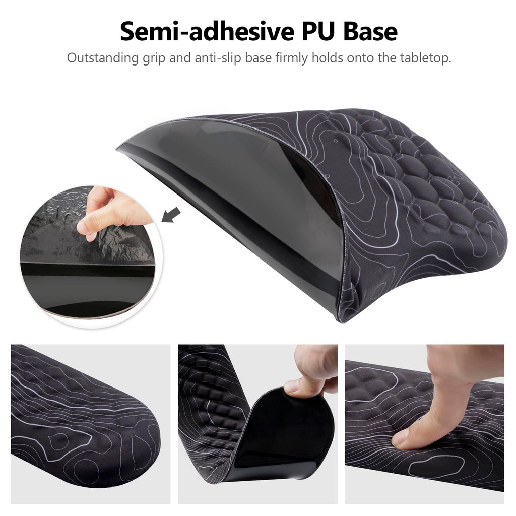 Ergonomic Mouse Pad with Wrist Support and Keyboard Wrist Rest Set | Memory Foam Wrist Cushion, Non-Slip PU Base, Massage Design, Relieves Wrist Pressure for Work, Gaming & Office Use