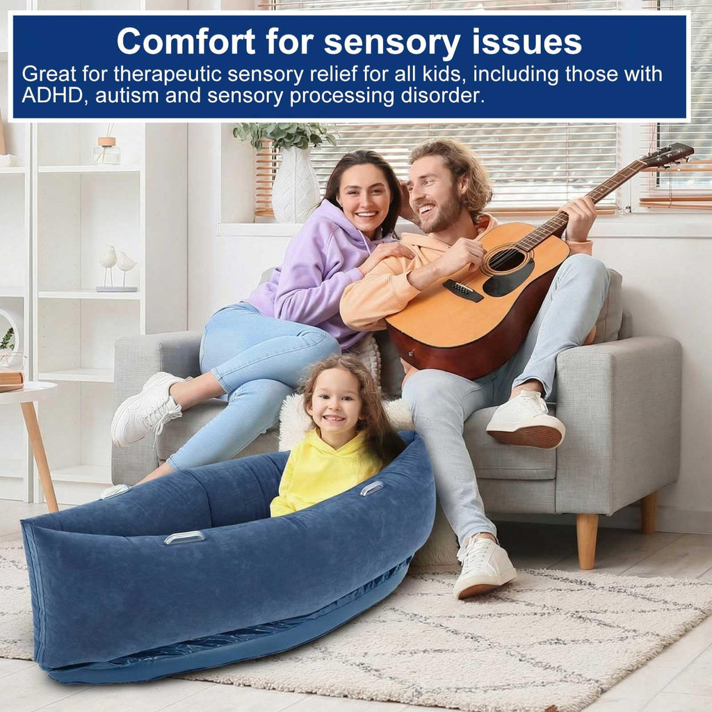 Namalu Extra Large 80/60inch Comfy Peapod Sensory Chair for Kids Gift for Reading Corner Inflatable Classroom Furniture Sensory Toys for Kids Children with Autism(Gray,80 Inch)