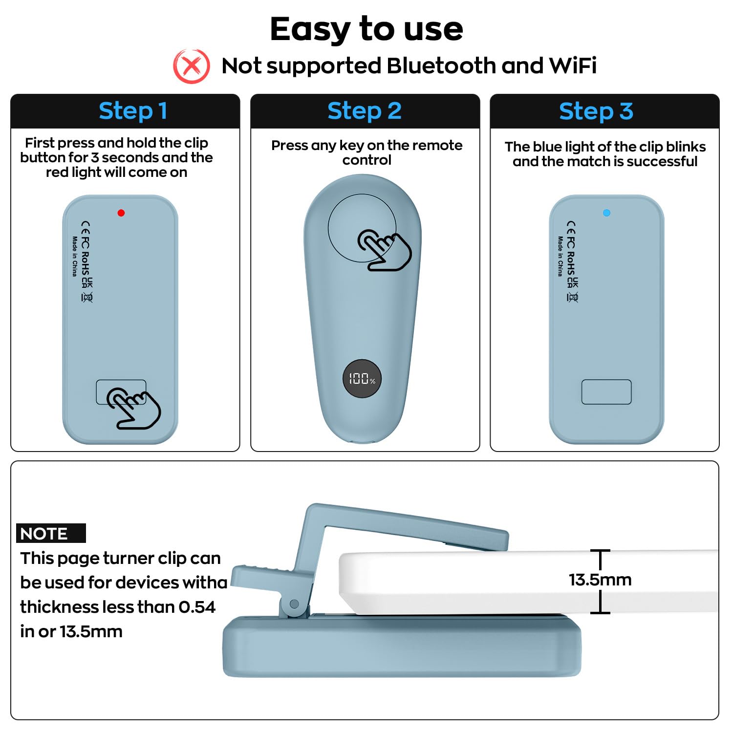 Remote Page Turner for Kindle Paperwhite Scribe Accessories | Page Turner Clicker For iPad Tablets Reading Novels Taking, Phone Camera Video Record Triggers Remote,Green