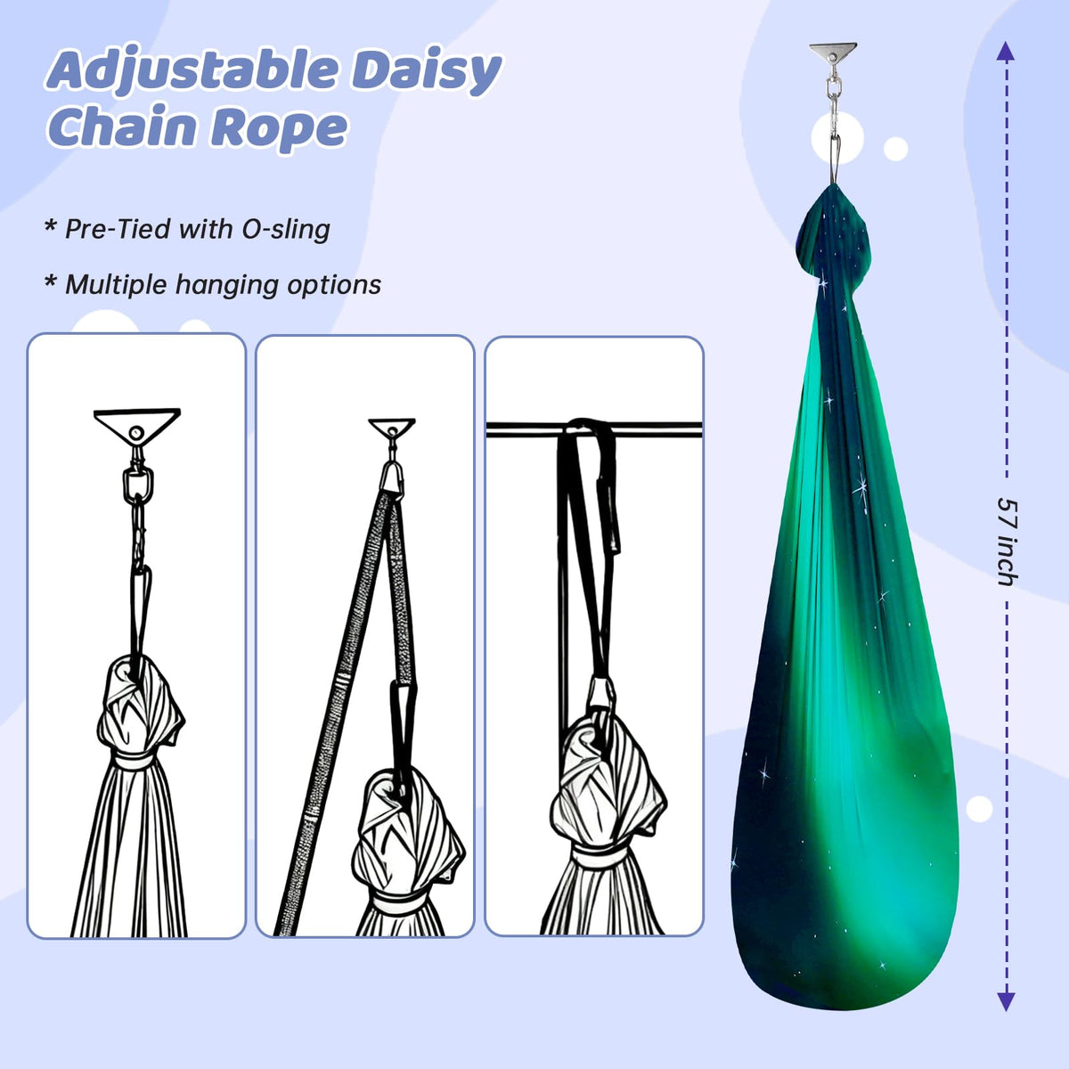 Aokitec Sensory Swing for Kids with Special Needs, Indoor Kids Swing Cuddle Hammock Chair Adjustable Aerial Swing for Children with Autism, ADHD, Asperger, Sensory Integration(Blue)