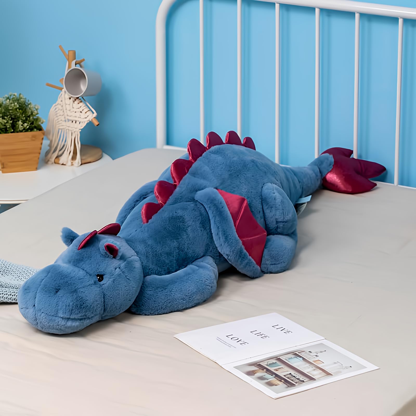 Little Weighted Dragon Stuffed Animal 27.6" 2Lbs, Small Black Weighted Plush Dragon Toy for Kids and Adults(2025 Weighted Version)