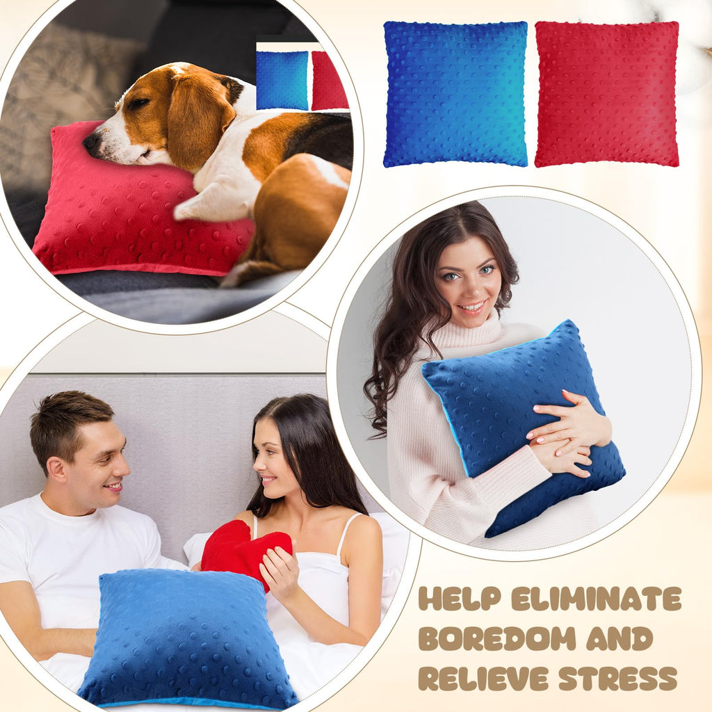 Kigley 2 Pack Vibrating Pillow Sensory Pillow for Kids Adults Pressure Activated 12 x 12 Massage with Textured Stimulation Bumps for Relieve Pain Stress Autistic Gifts for Home Travel(Violet, Teal)