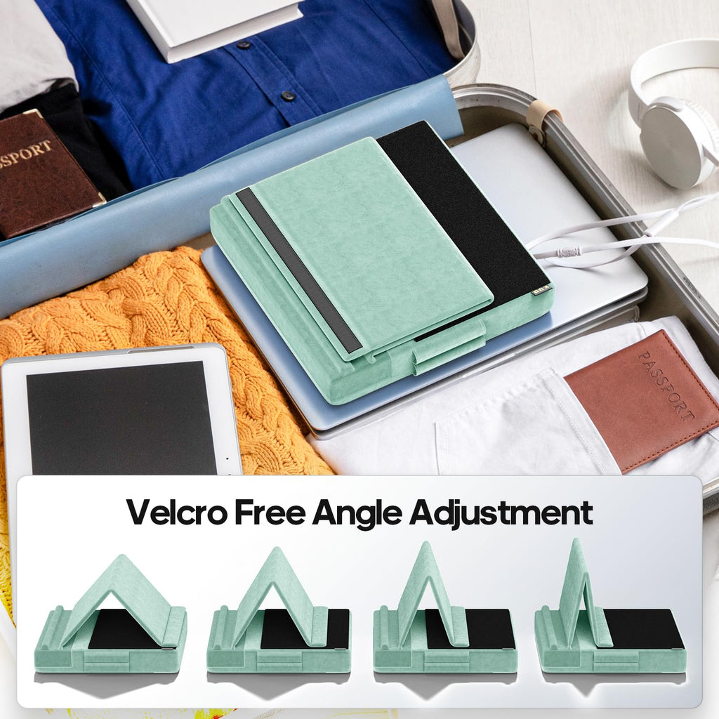 KDD Tablet Pillow Stand, Multi-Angle Viewing Ipad Holder for Lap, Bed and Desk, Foldable Soft Pad Dock with Stylus Mount Compatible with Ipad Pro 12.9, 10.5, 11, Air, Mini, Phones, Books, E-Reader
