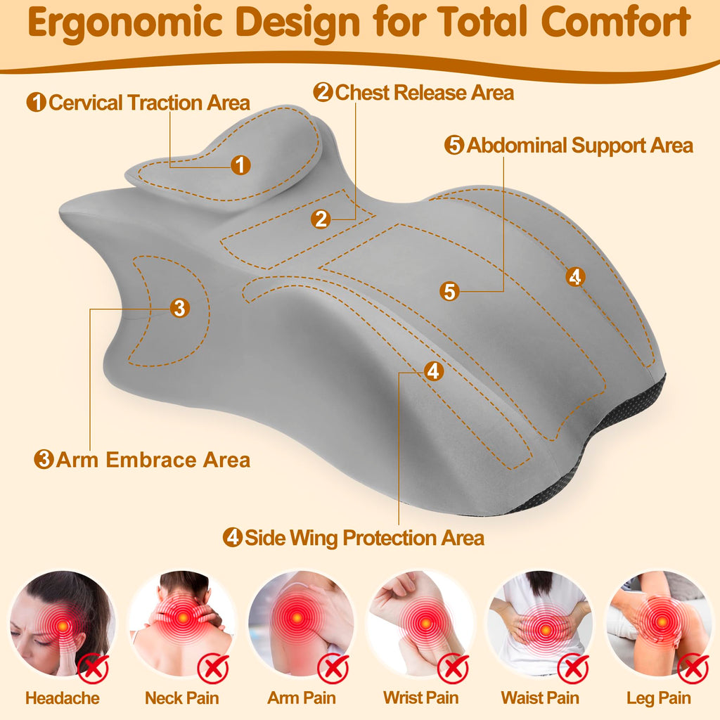 MYFAMIREA Memory Foam Ergonomic Wedge Pillow for Adults - Prone Pillow for Bed Sleeping, Reading, Memory Foam Ergonomic Cushion for Back Support, Sitting Up and Back Pain, with Removable Cover (Black)