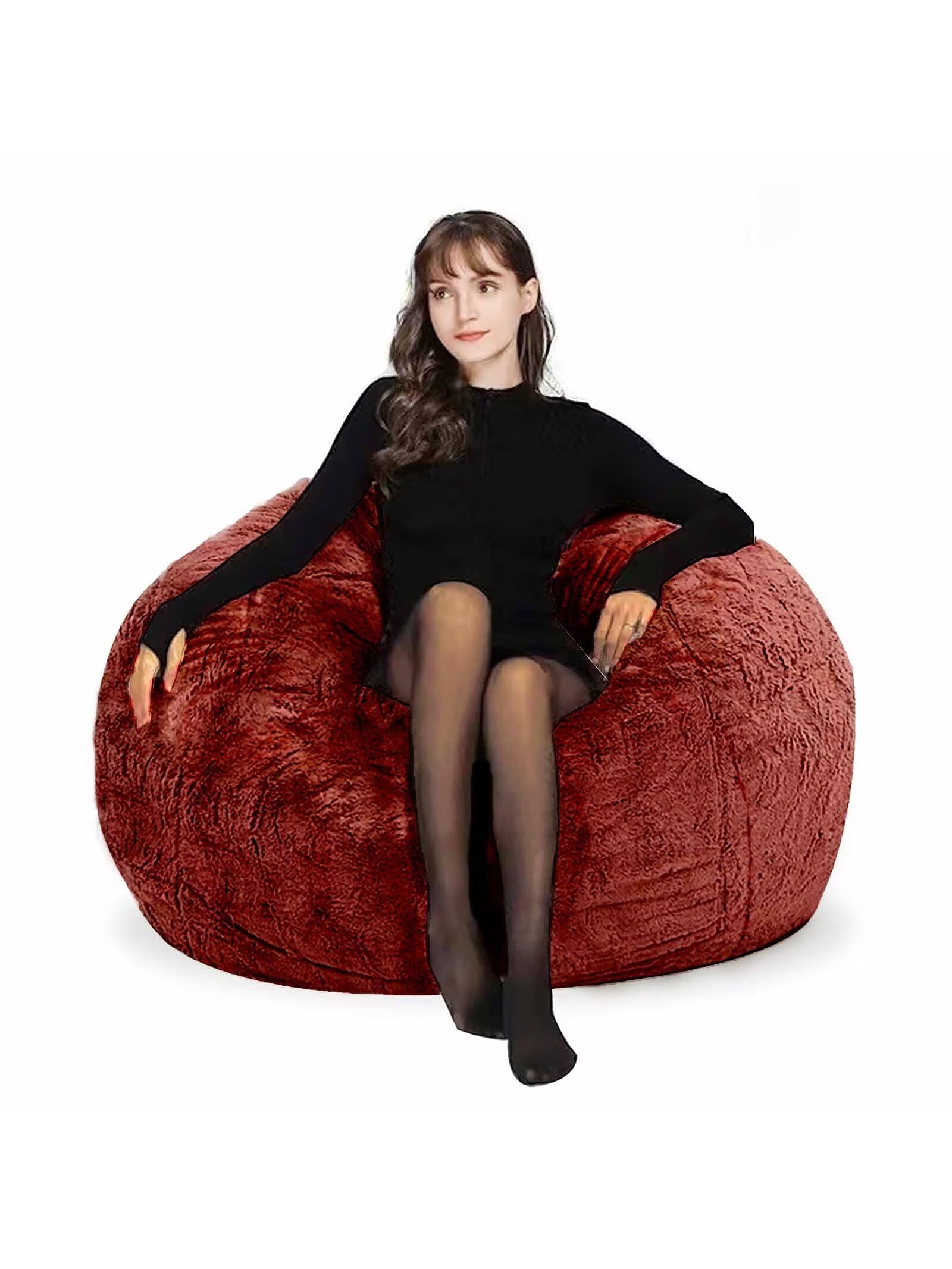 HDMLDP Bean Bag Chair for Adults Kids Without Filling Comfy Fluffy Giant Round Beanbag Lazy Sofa Cover for Reading Chair Floor Chair, 6FT, Grey