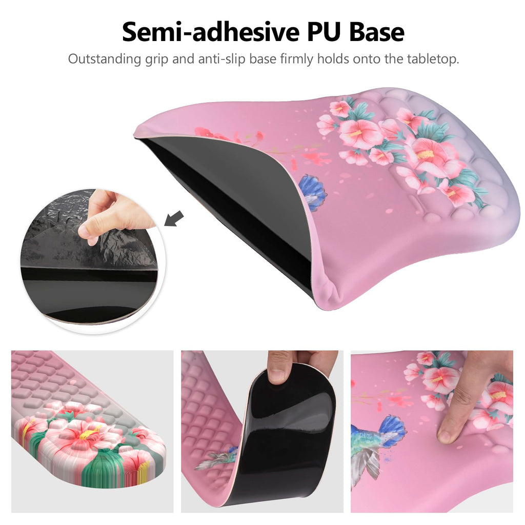 Ergonomic Mouse Pad with Wrist Support and Keyboard Wrist Rest Set | Memory Foam Wrist Cushion, Non-Slip PU Base, Massage Design, Relieves Wrist Pressure for Work, Gaming & Office Use