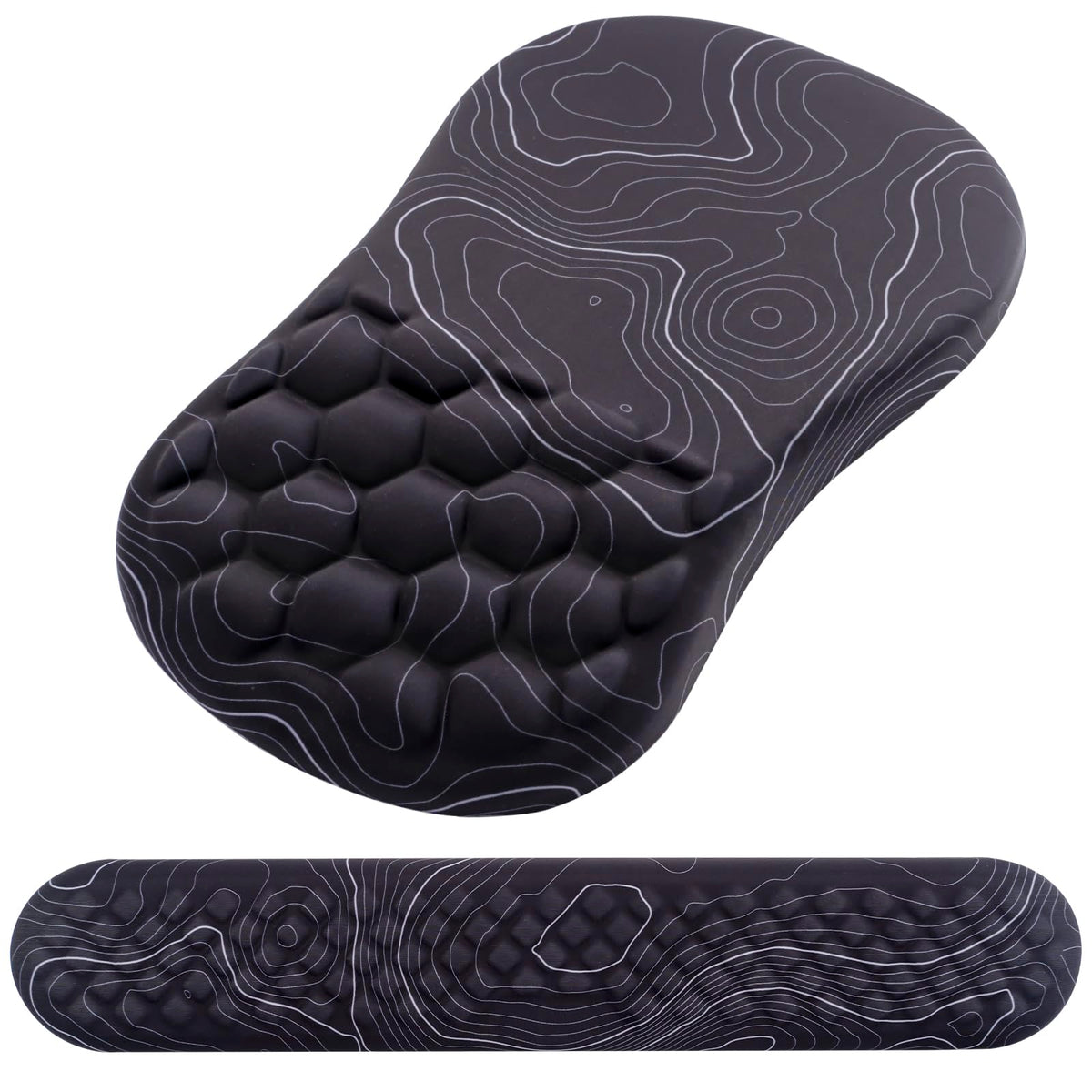 Ergonomic Mouse Pad with Wrist Support and Keyboard Wrist Rest Set | Memory Foam Wrist Cushion, Non-Slip PU Base, Massage Design, Relieves Wrist Pressure for Work, Gaming & Office Use