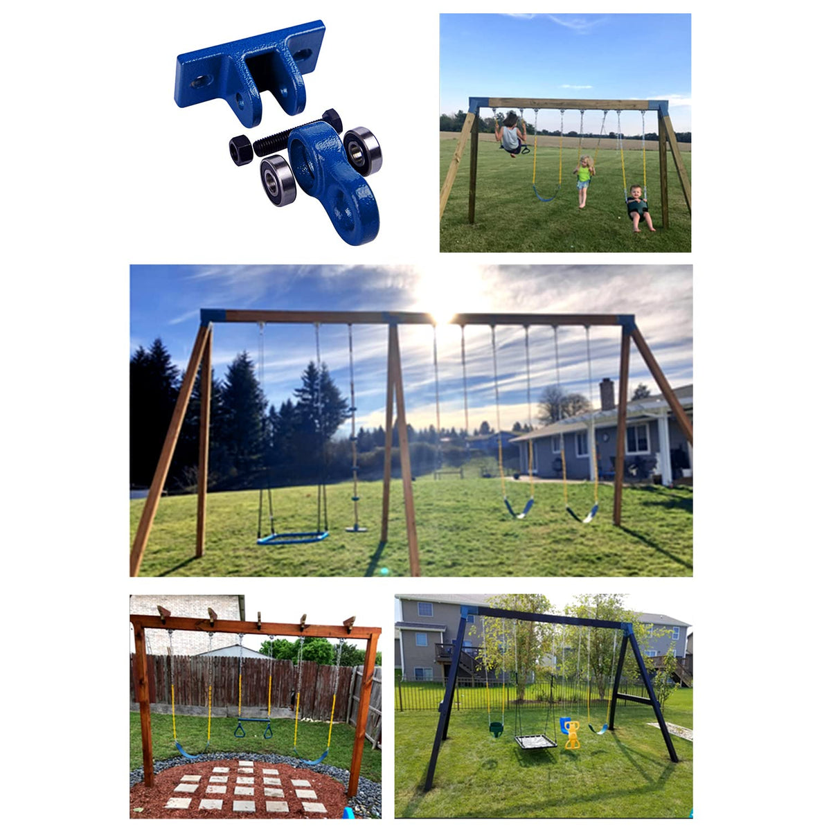 ABUSA Heavy Duty Black Swing Hangers Screws Bolts Included Over 5000 lb Capacity Playground Porch Yoga Seat Trapeze Wooden Sets Indoor Outdoor 2 Pack