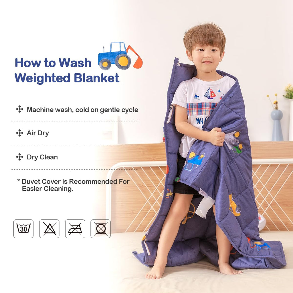 Sivio Weighted Blanket - All-Natural 100% Cotton Weighted Blanket 5 lbs 36 x 48 inches, Washable Breathable Heavy Blanket for Calm Sleeping for Home and School Nap, Blue Dinosaur