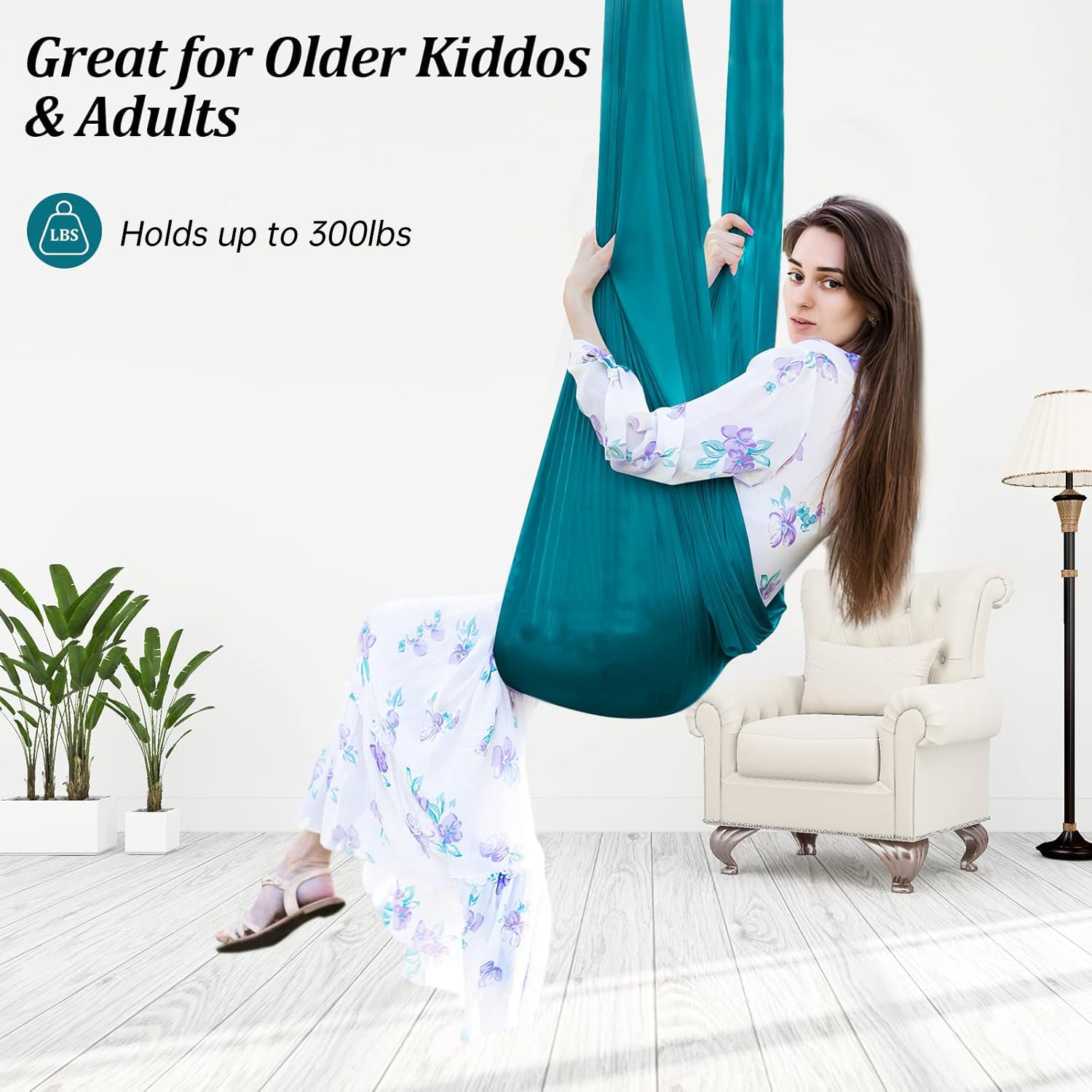 Aokitec Sensory Swing for Kids with Special Needs, Indoor Kids Swing Cuddle Hammock Chair Adjustable Aerial Swing for Children with Autism, ADHD, Asperger, Sensory Integration(Blue)