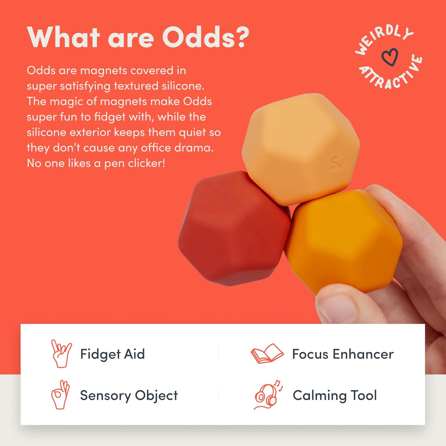 Speks Odds Soft Silicone Fidget Magnets | Silent Stress Relief Toys | Textured Magnetic Balls for Adults & Teens 14+ | Orange