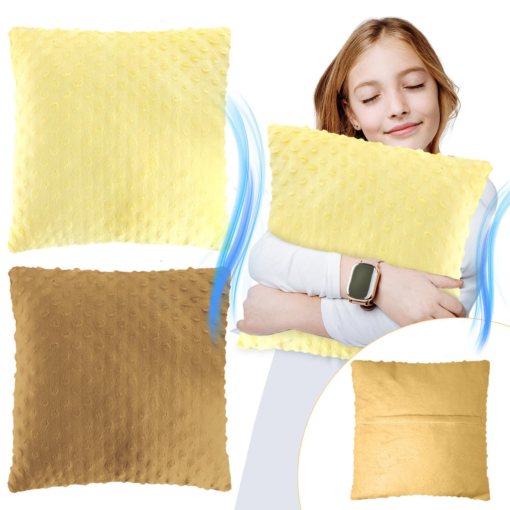 Kigley 2 Pack Vibrating Pillow Sensory Pillow for Kids Adults Pressure Activated 12 x 12 Massage with Textured Stimulation Bumps for Relieve Pain Stress Autistic Gifts for Home Travel(Violet, Teal)