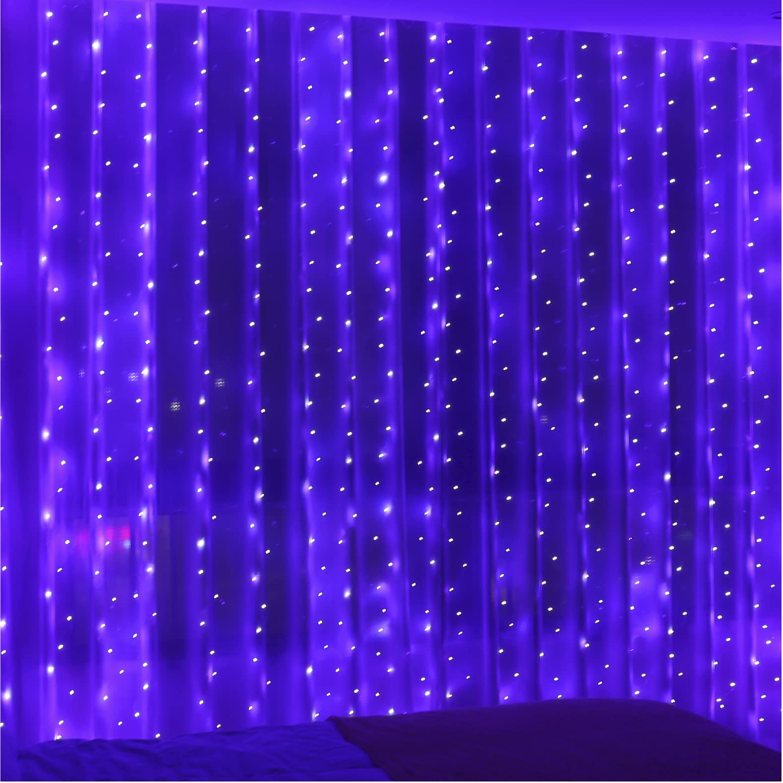 ZSJWL 300 LED Curtain Fairy Lights with Remote, 8 Modes 9.8 × 9.8 Ft Curtain String Light USB Plug in, Twinkle Silver Wire Lights for Bedroom Window Chrismas Wedding Party, Warm White