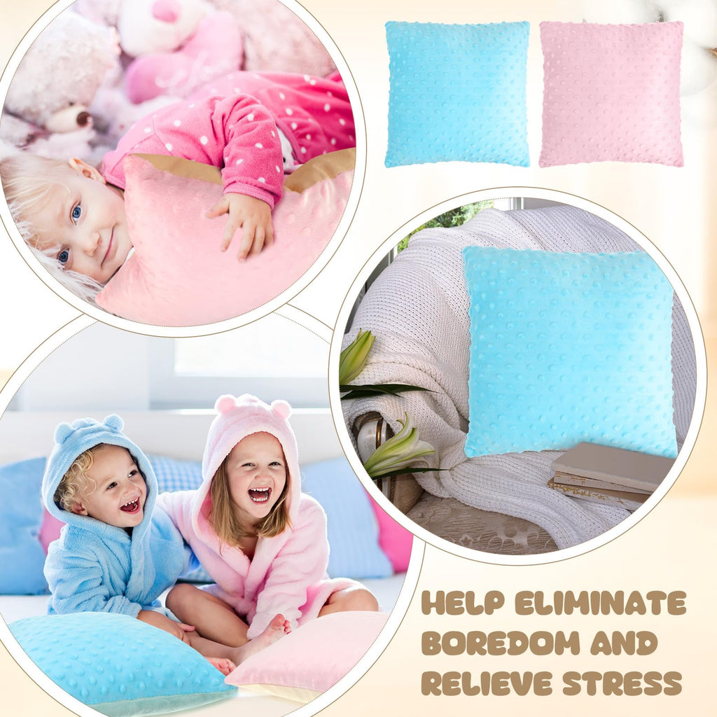Kigley 2 Pack Vibrating Pillow Sensory Pillow for Kids Adults Pressure Activated 12 x 12 Massage with Textured Stimulation Bumps for Relieve Pain Stress Autistic Gifts for Home Travel(Violet, Teal)