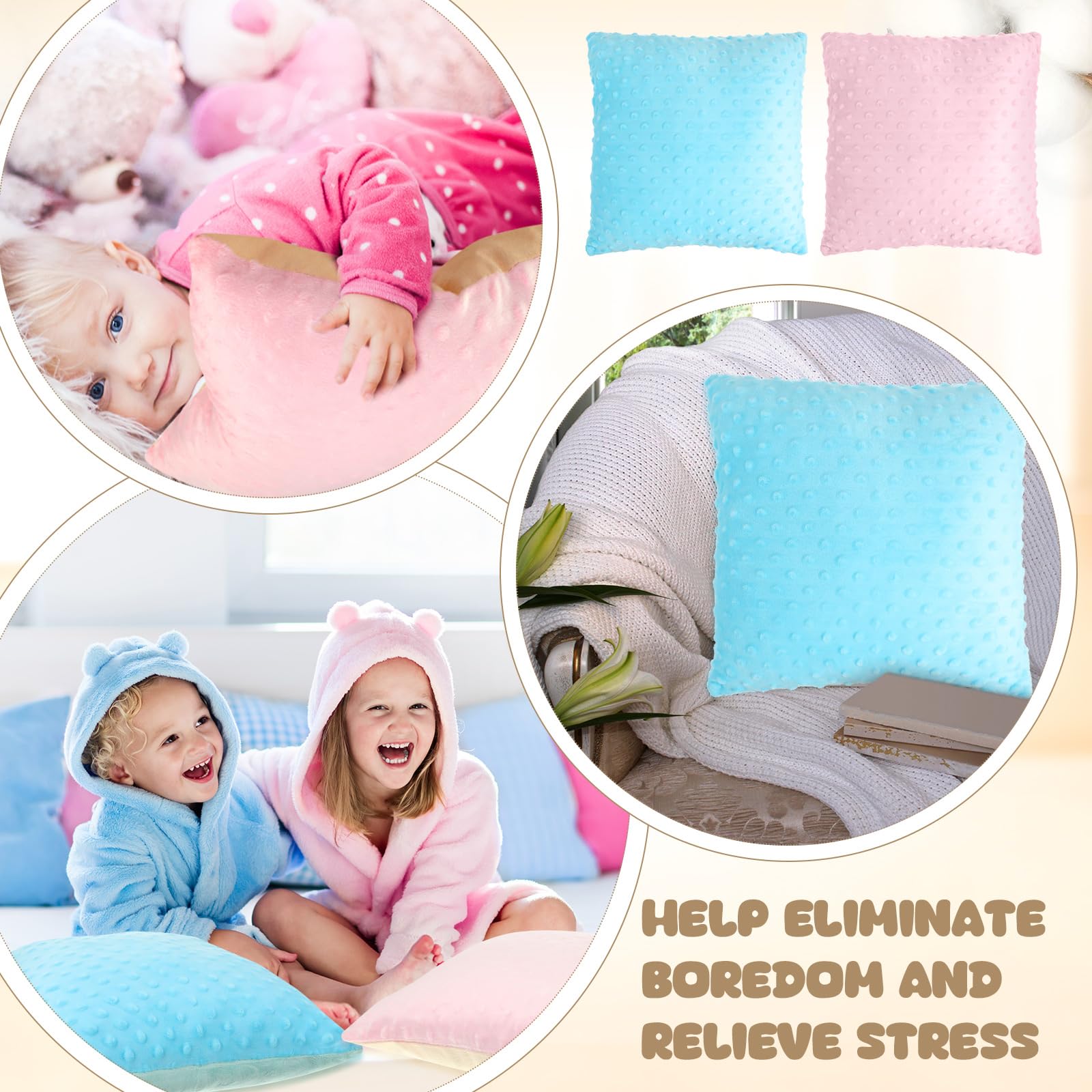 Kigley 2 Pack Vibrating Pillow Sensory Pillow for Kids Adults Pressure Activated 12 x 12 Massage with Textured Stimulation Bumps for Relieve Pain Stress Autistic Gifts for Home Travel(Violet, Teal)