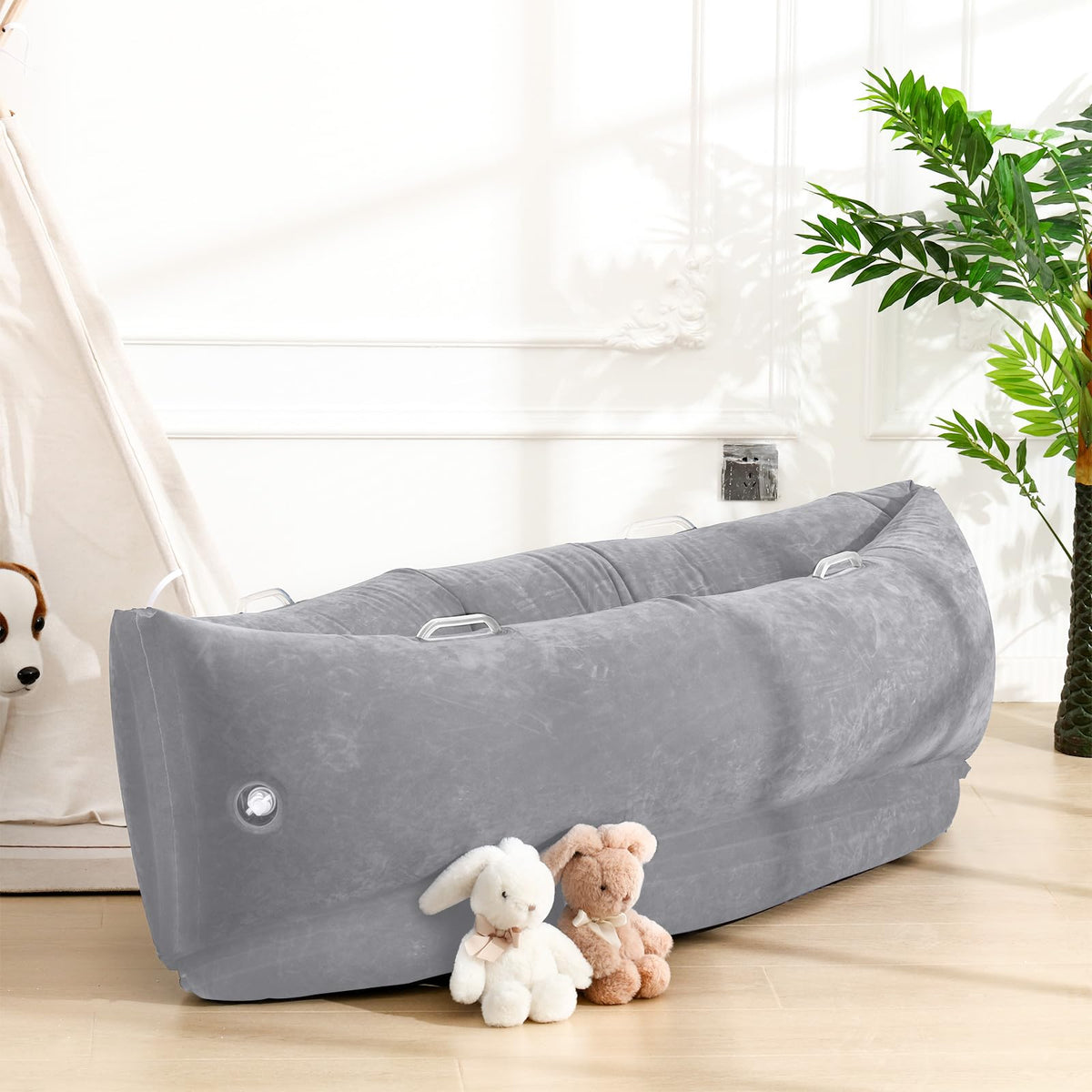 Namalu Extra Large 80/60inch Comfy Peapod Sensory Chair for Kids Gift for Reading Corner Inflatable Classroom Furniture Sensory Toys for Kids Children with Autism(Gray,80 Inch)