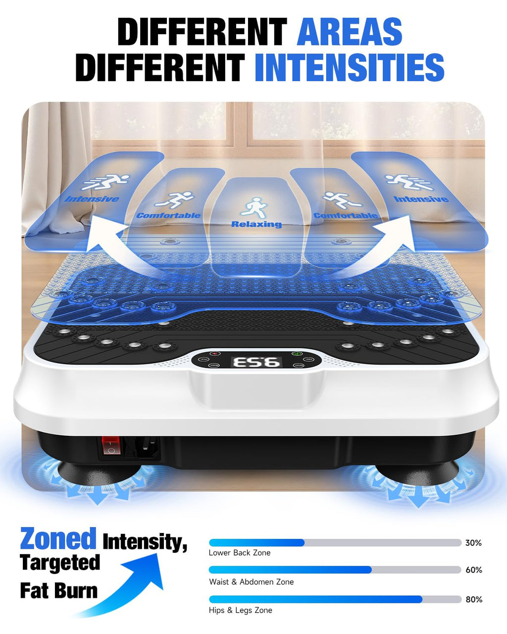 Bigzzia Vibration Plate Exercise Machine for Lymphatic Drainage Weight Loss | 2 Resistance Bands,450 lbs Capacity,250 Intensity Levels,9 Programs,100-Speed Platform,Remote,Non-Slip Surface