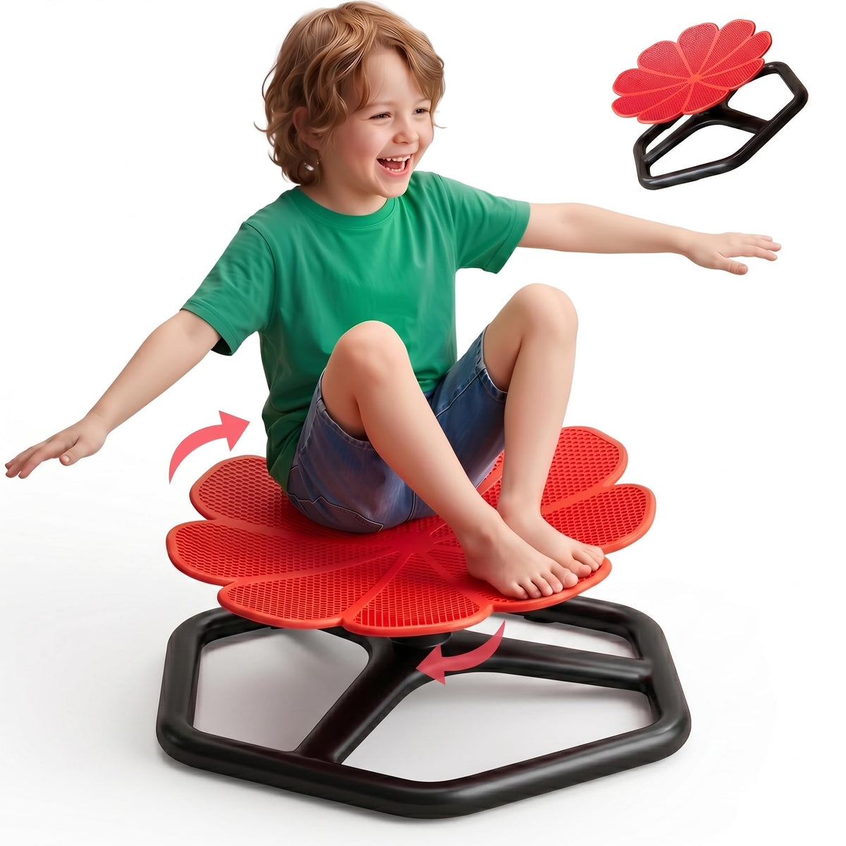 Spinning Chair for Autistic Kids,Sensory Swivel Chair, 220LBS Weight Capacity, Sensory Toy for ADHD & Autism 3-6 Years Children,Training Body Coordination, Metal Base Non-Slip Design (Red)