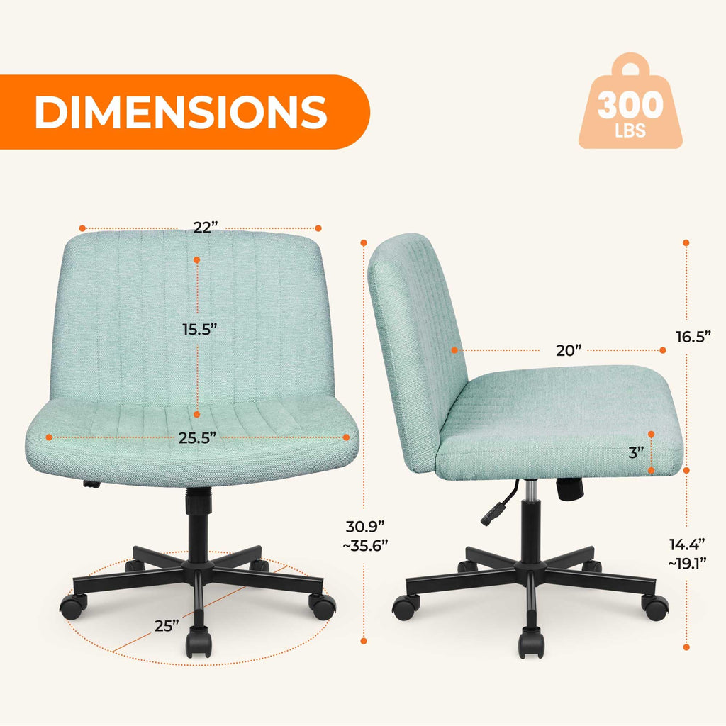 NEO CHAIR Criss Cross Chair with Wheels Home Office Cross Legged Armless Chairs Adjustable Computer Desk Wide Seat for Bedroom Vanity Comfy Swivel (Teddy White)