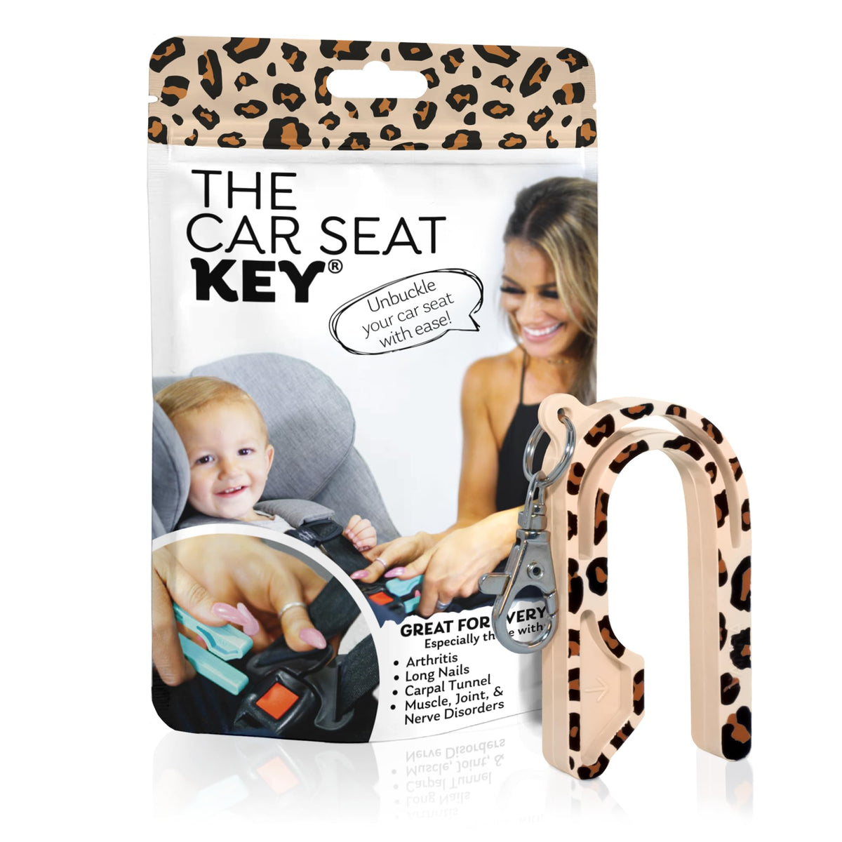 The Car Seat Key - Original Car Seat Key Chain Buckle Release Tool - Easy Unbuckle Opener Aid for Nails, Parents, Grandparents & Older Children by NAMRA Made in USA (Black)