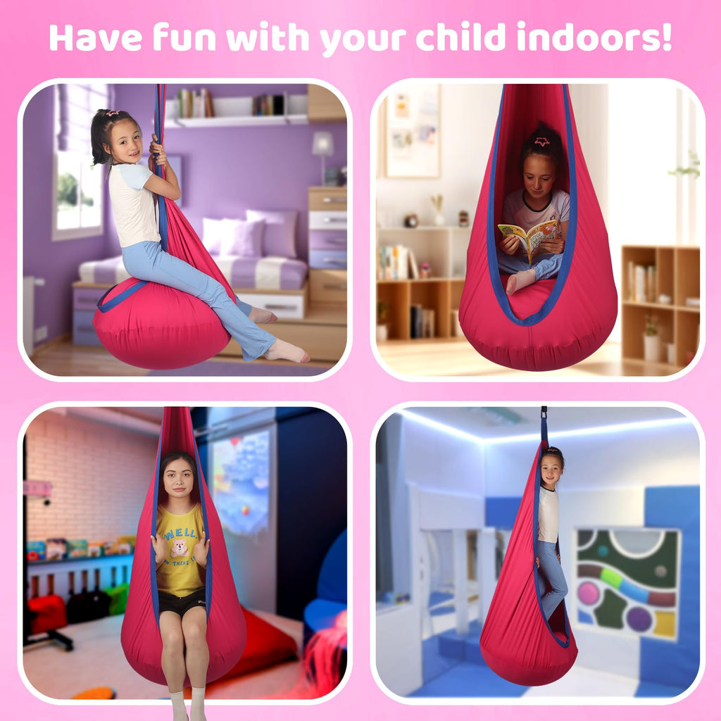 Sensory Pod Swing for Kids | Hammock Chair Seat, Inflatable Cushion, Includes Hardware Hanger Kit for Aspergers Autism ADHD