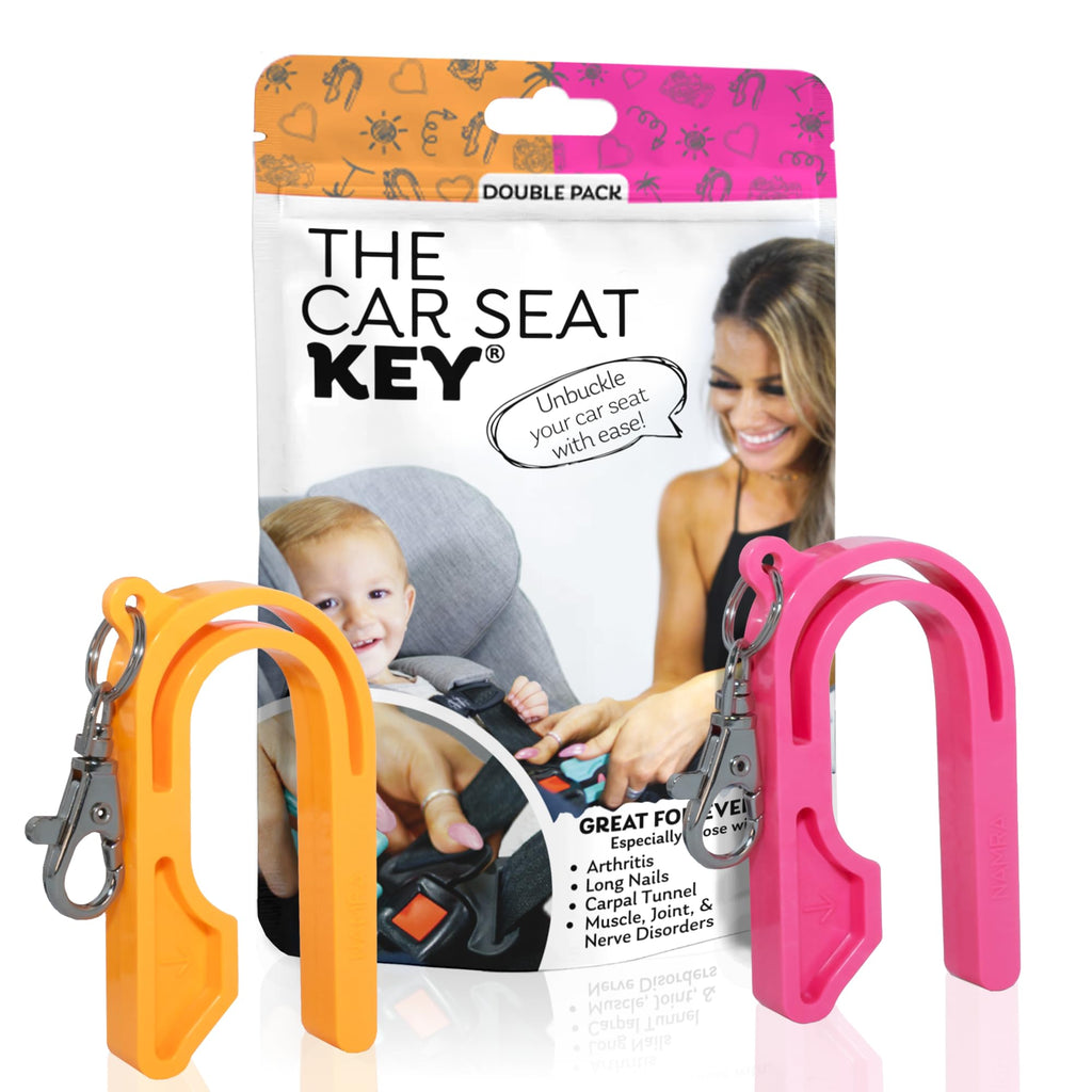 The Car Seat Key - Original Car Seat Key Chain Buckle Release Tool - Easy Unbuckle Opener Aid for Nails, Parents, Grandparents & Older Children by NAMRA Made in USA (Black)