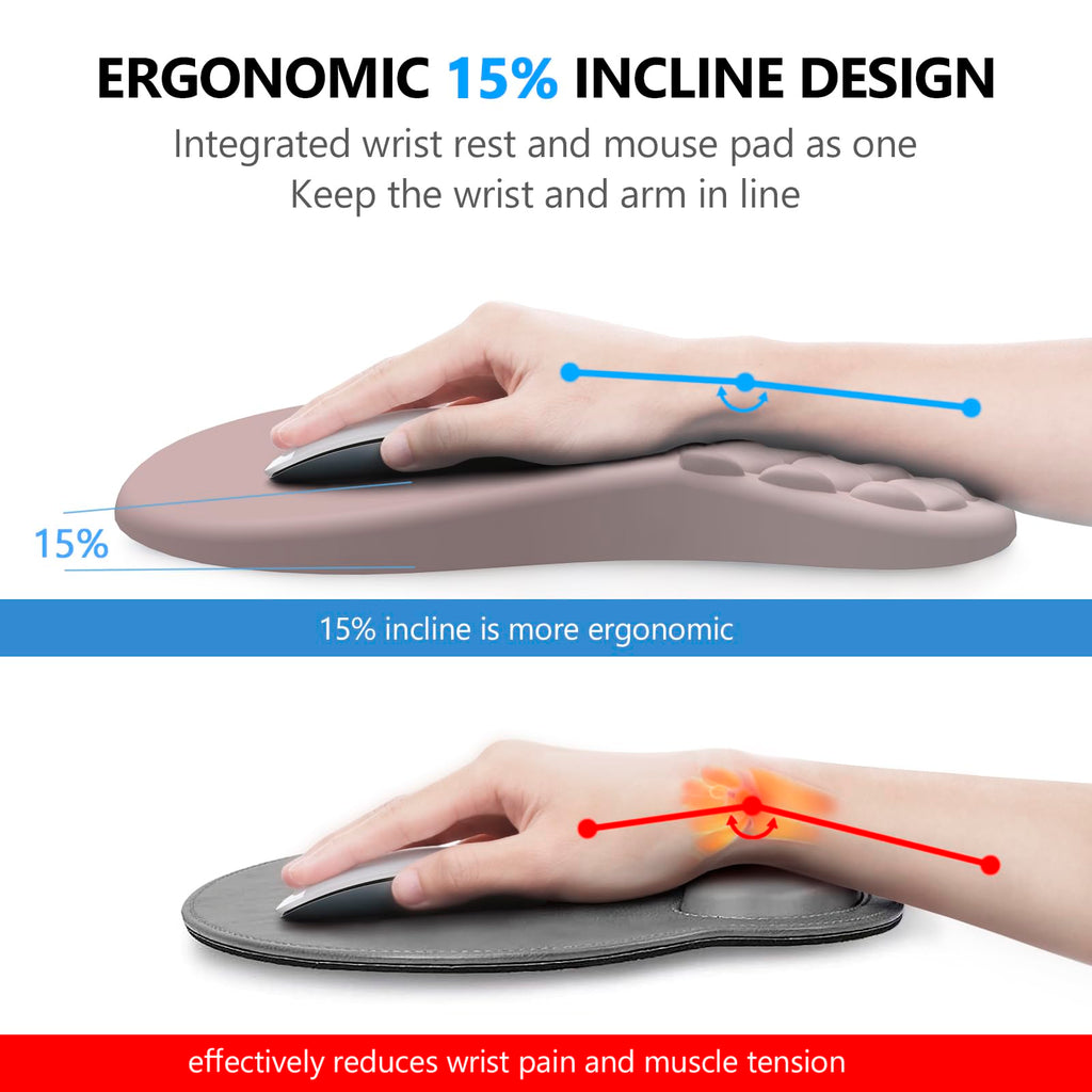 Ergonomic Mouse Pad with Wrist Support and Keyboard Wrist Rest Set | Memory Foam Wrist Cushion, Non-Slip PU Base, Massage Design, Relieves Wrist Pressure for Work, Gaming & Office Use