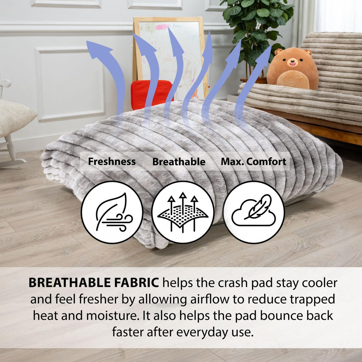 Matini Home Crash Pad - Sensory Pad with Cover Foam Blocks for Kids and Adults, Ideal Gymnastics Equipment to Jump, Play or Relax - Grey White 36" X 36"