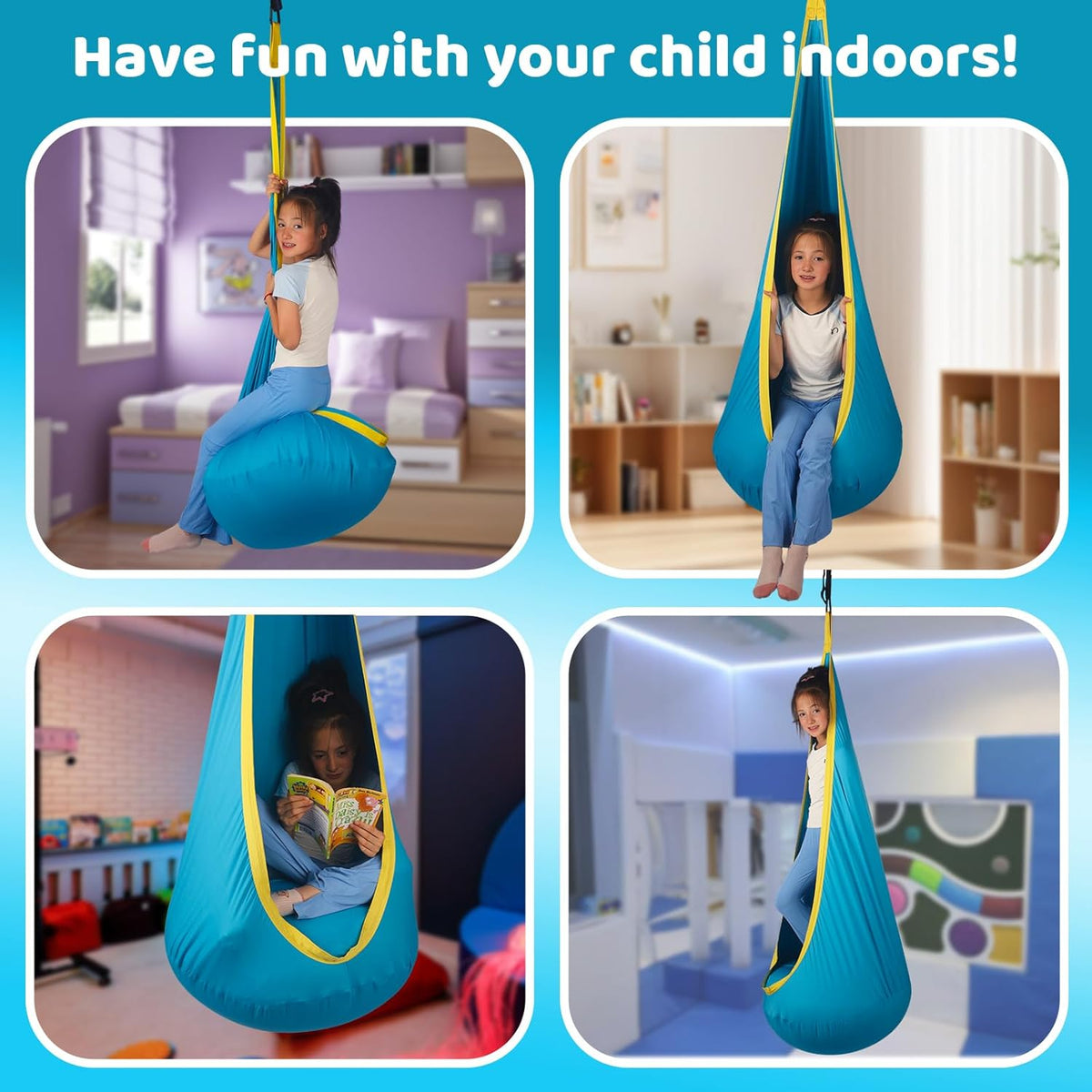 Sensory Pod Swing for Kids | Hammock Chair Seat, Inflatable Cushion, Includes Hardware Hanger Kit for Aspergers Autism ADHD