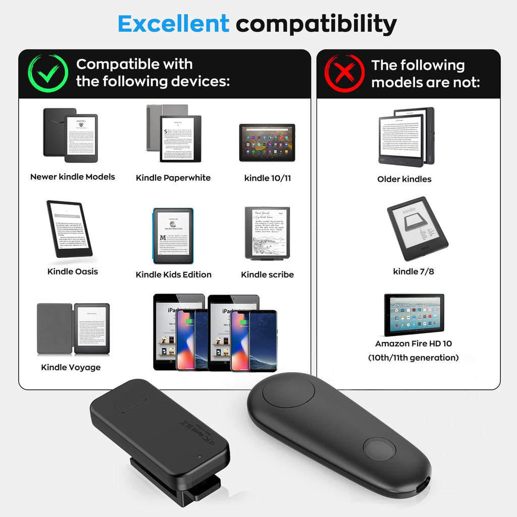 Remote Page Turner for Kindle Paperwhite Scribe Accessories | Page Turner Clicker For iPad Tablets Reading Novels Taking, Phone Camera Video Record Triggers Remote,Green
