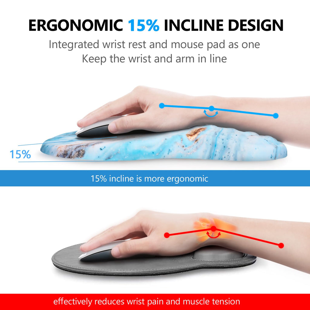 Ergonomic Mouse Pad with Wrist Support and Keyboard Wrist Rest Set | Memory Foam Wrist Cushion, Non-Slip PU Base, Massage Design, Relieves Wrist Pressure for Work, Gaming & Office Use