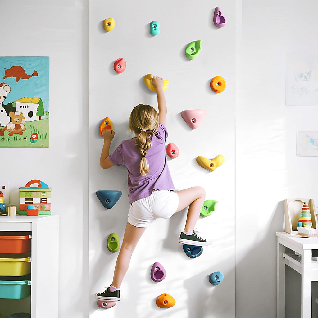 TOPNEW 32 Rock Climbing Holds Multi Size for Kids, Adult Rock Wall Holds Climbing Rock Wall Grips for Indoor and Outdoor Playground Play Set - Includes 2 Inch Mounting Hardware
