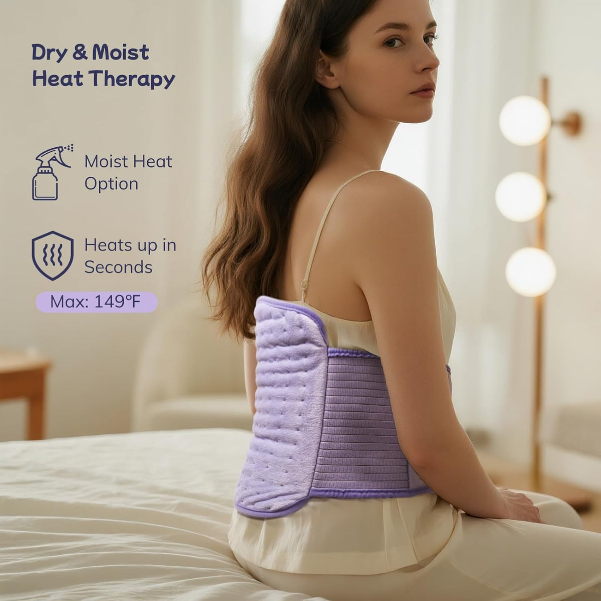 Heating Pad for Period Cramps, Upgraded Wrap Heating Pad for Back Pain Relief, Large 12''x 24''Heat Pad +26" Belt Adjustable 4 Timer 6 Heat Level Auto Shut Off, Christmas Birthday Gifts for Women Mom